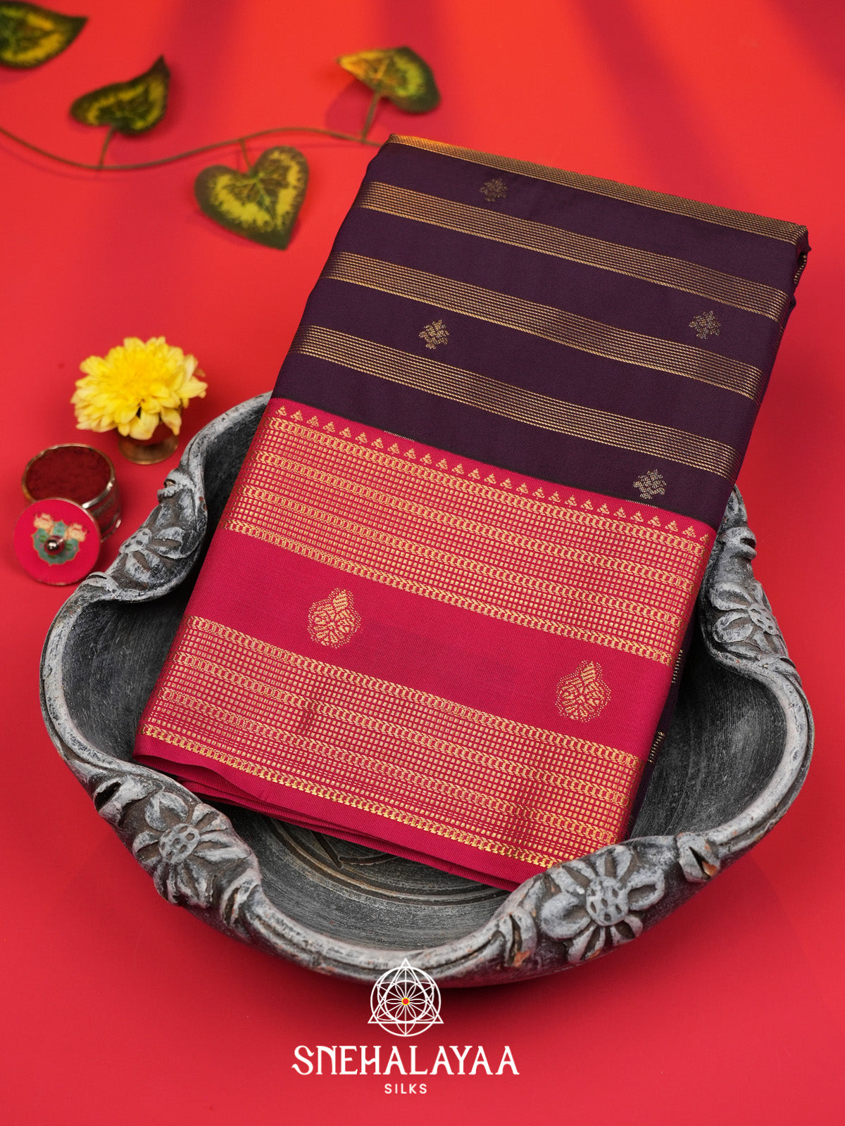 Wine Art Silk Saree