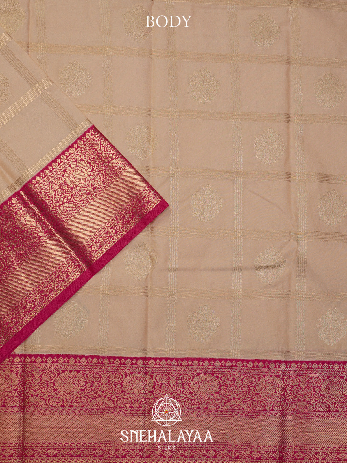 Cream Art Silk Saree