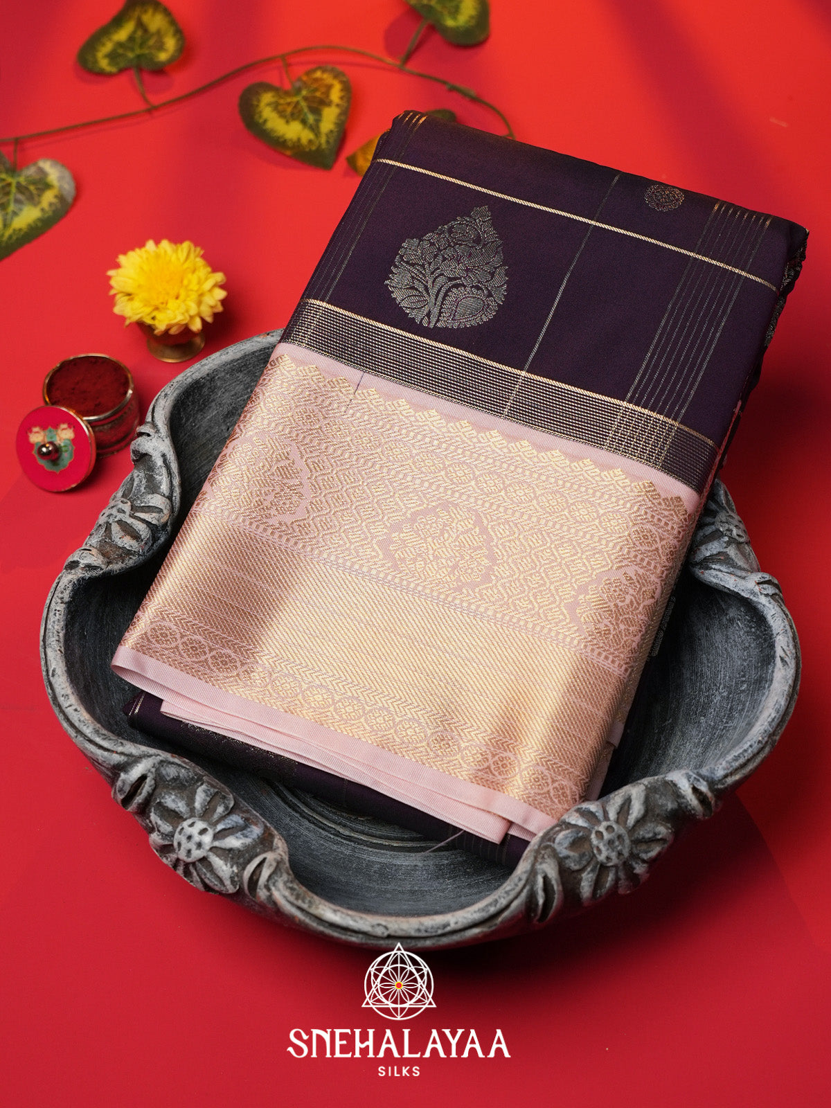 Wine Art Silk Saree