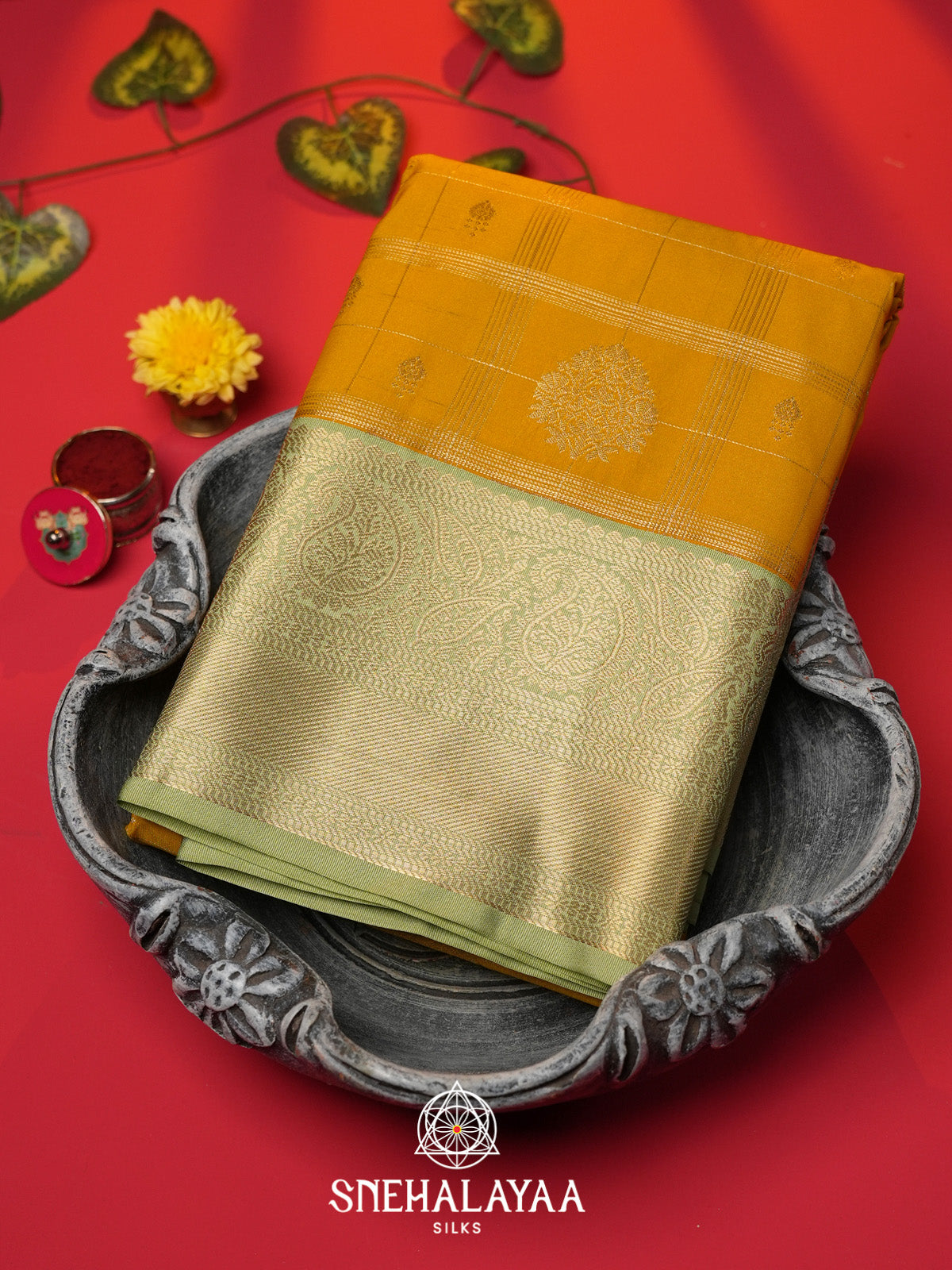 Yellow Art Silk Saree