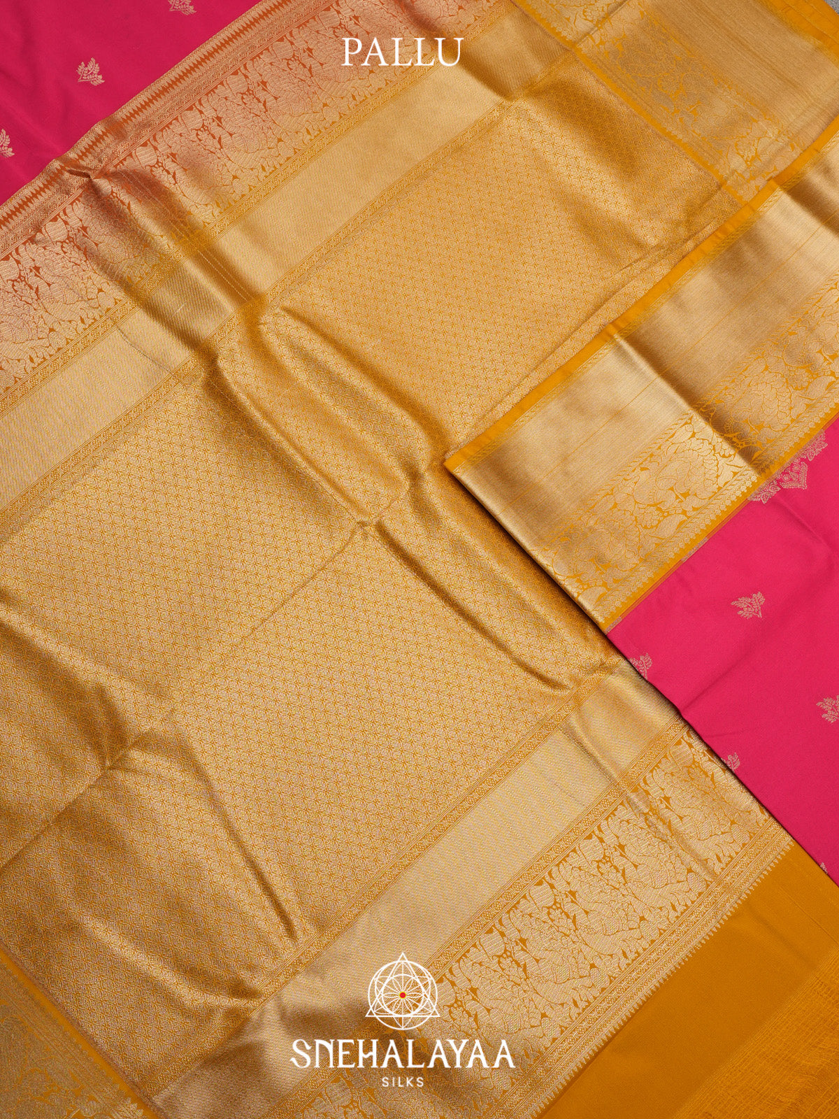 Fuchsia Pink Art Silk Saree