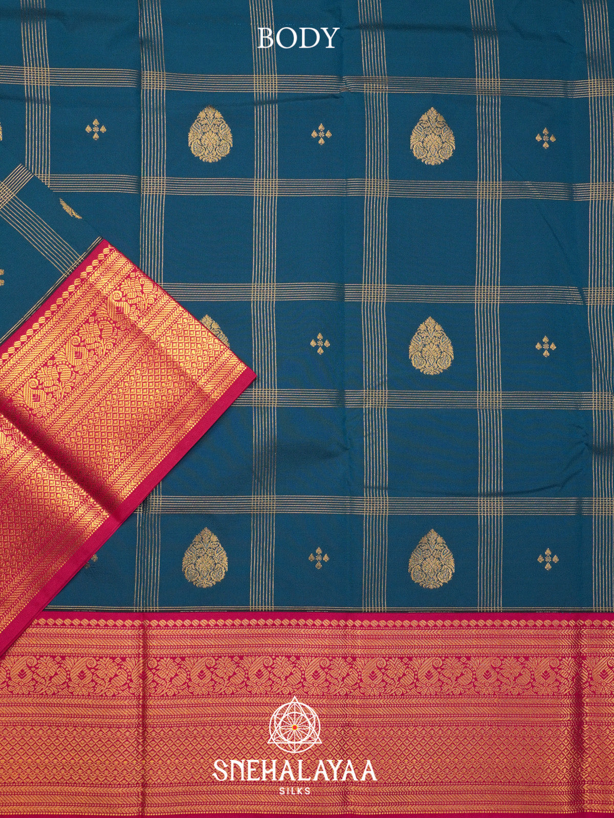 Peacock Blue Art Silk Saree