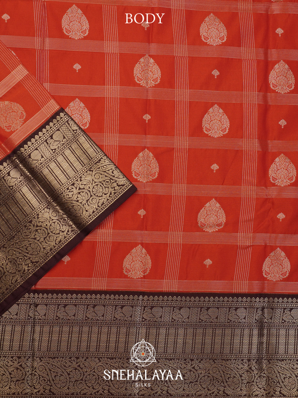 Rust Orange Art Silk Saree