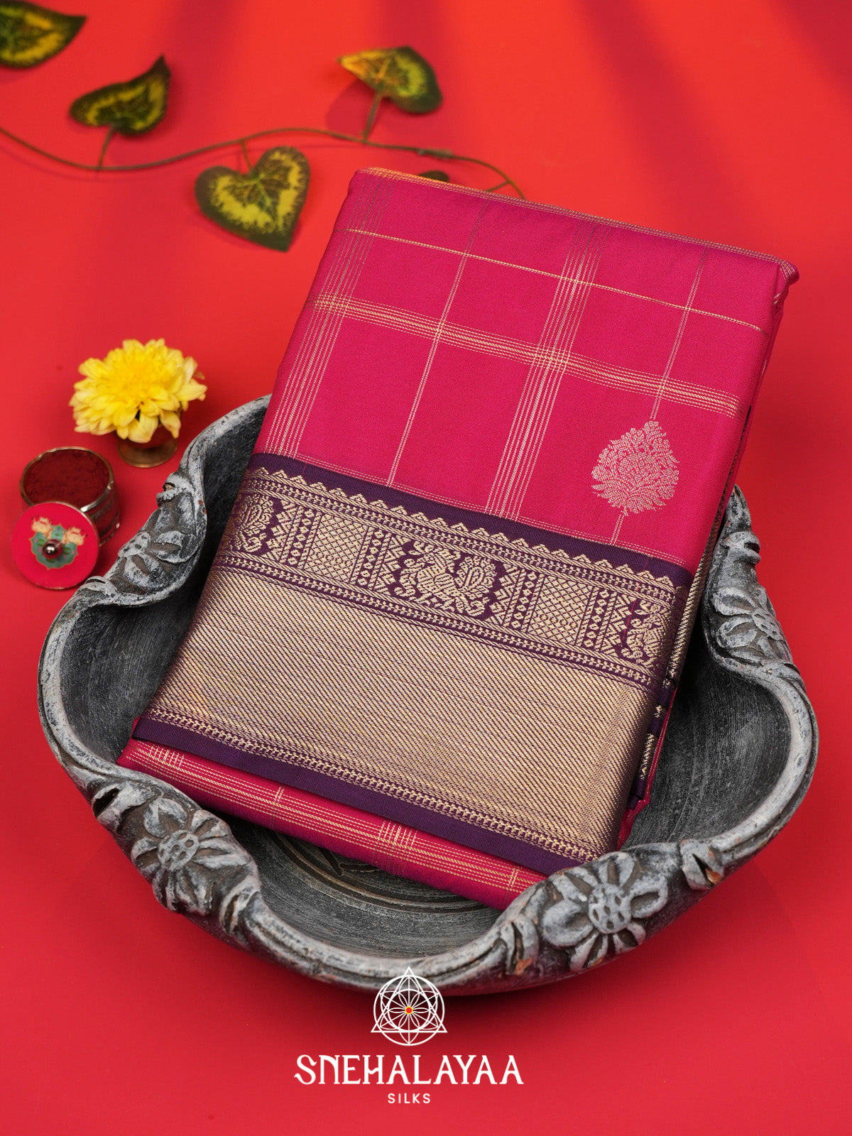 Pink Art Silk Saree