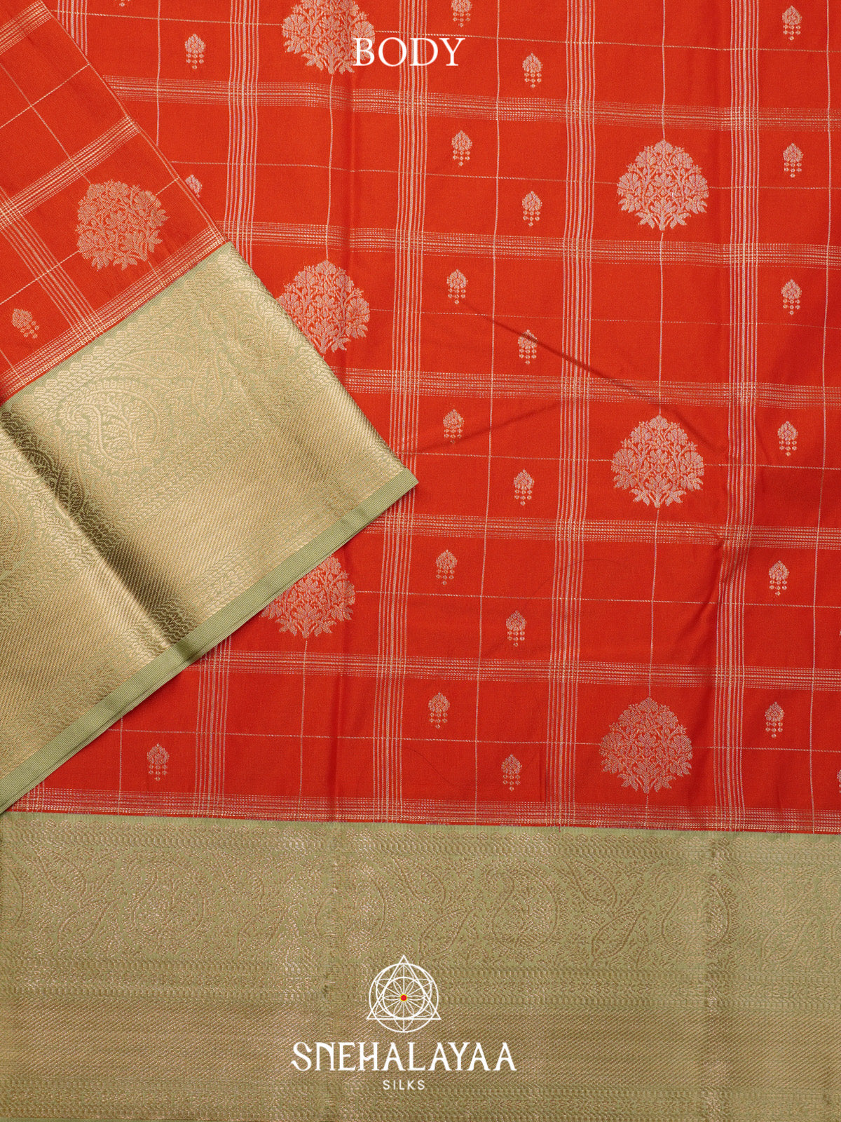 Rust Orange Art Silk Saree