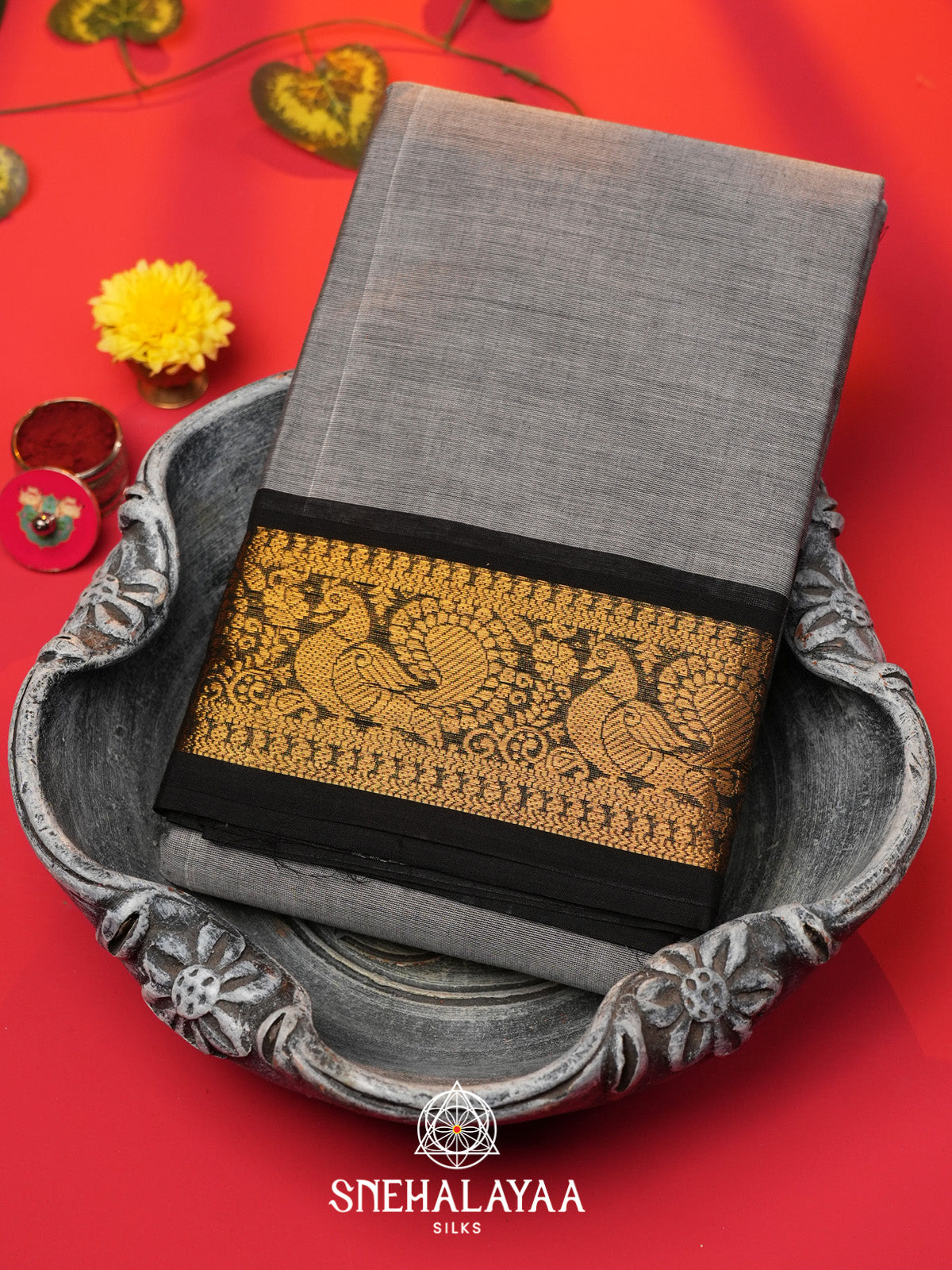 Grey Chettinad Cotton Saree