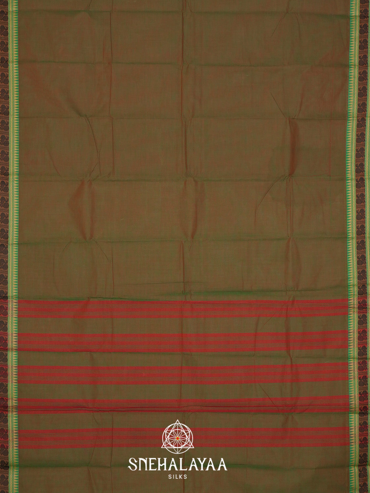 Olive Green Chettinad Cotton Saree