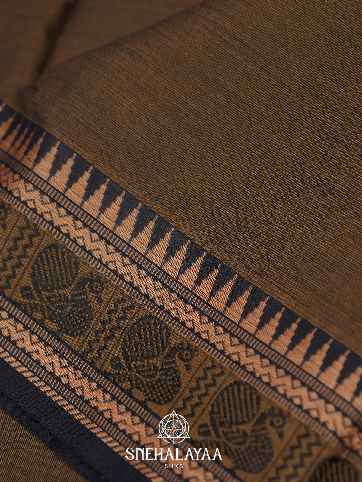 Olive Green Chettinad Cotton Saree