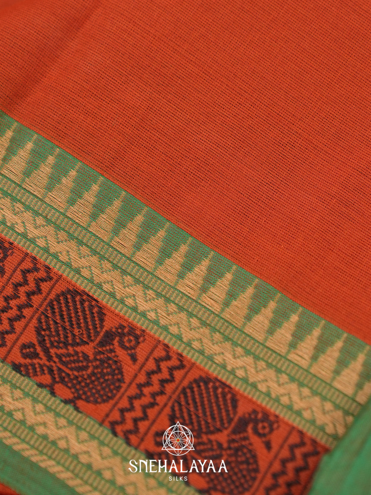 Rust Orange Chettinad Cotton Saree