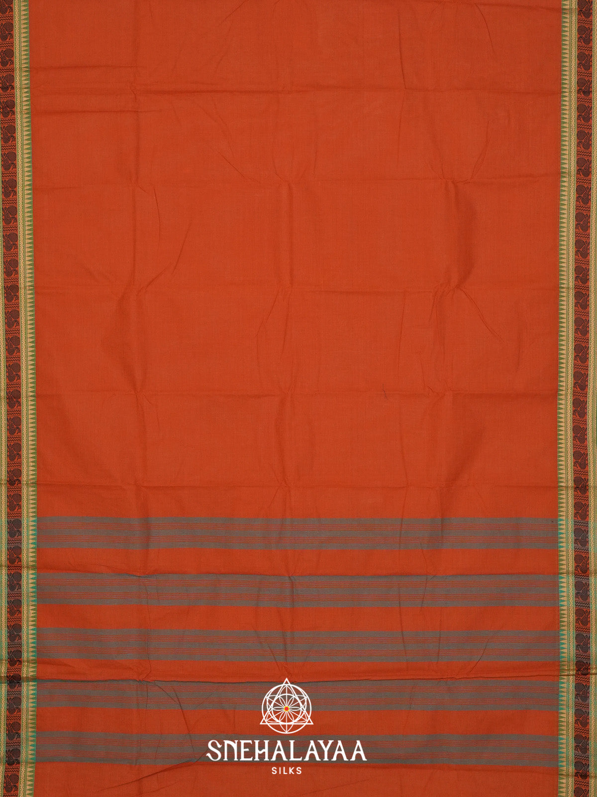 Rust Orange Chettinad Cotton Saree