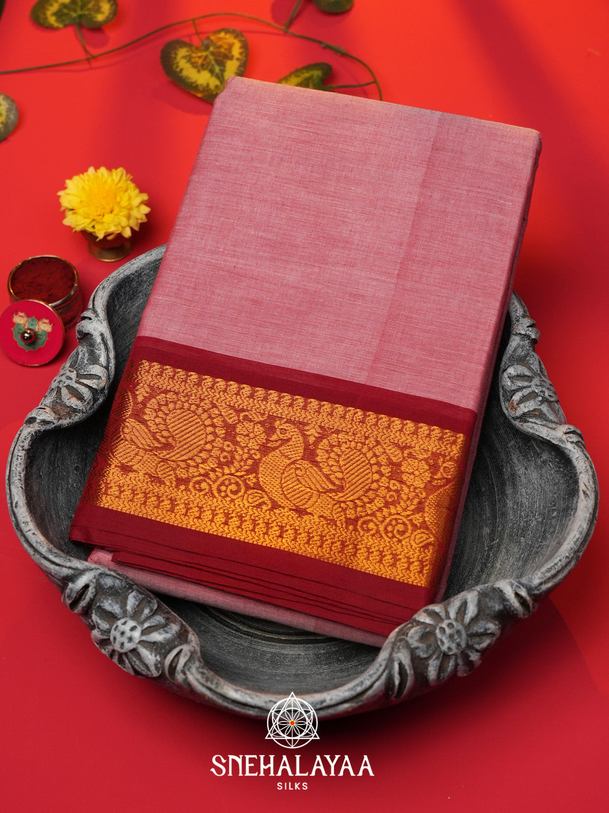 Pink Chettinad Cotton Saree