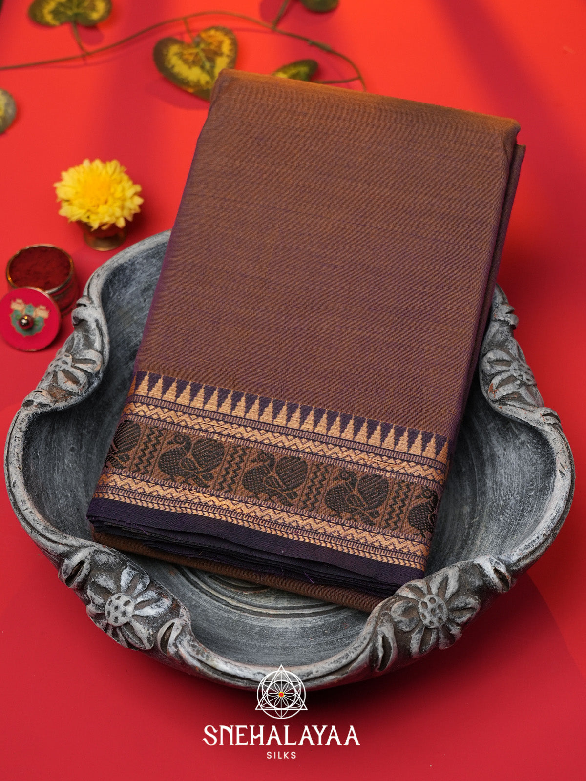 Brown Chettinad Cotton Saree