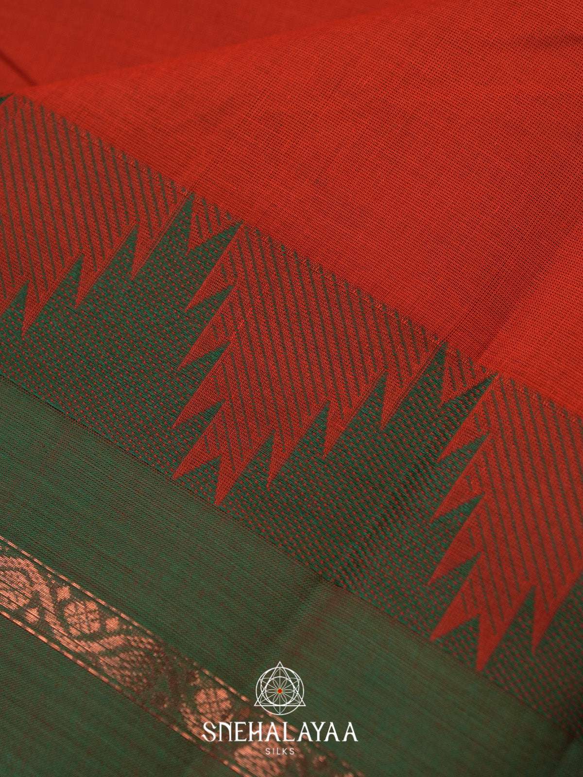 Coral Orange Chettinad Cotton Saree