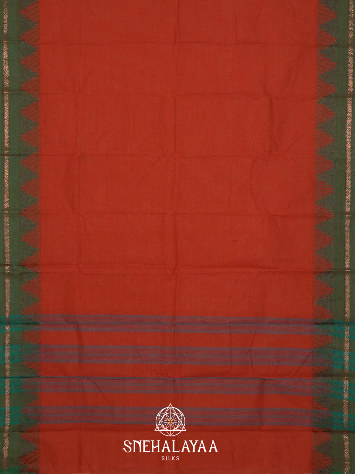 Coral Orange Chettinad Cotton Saree