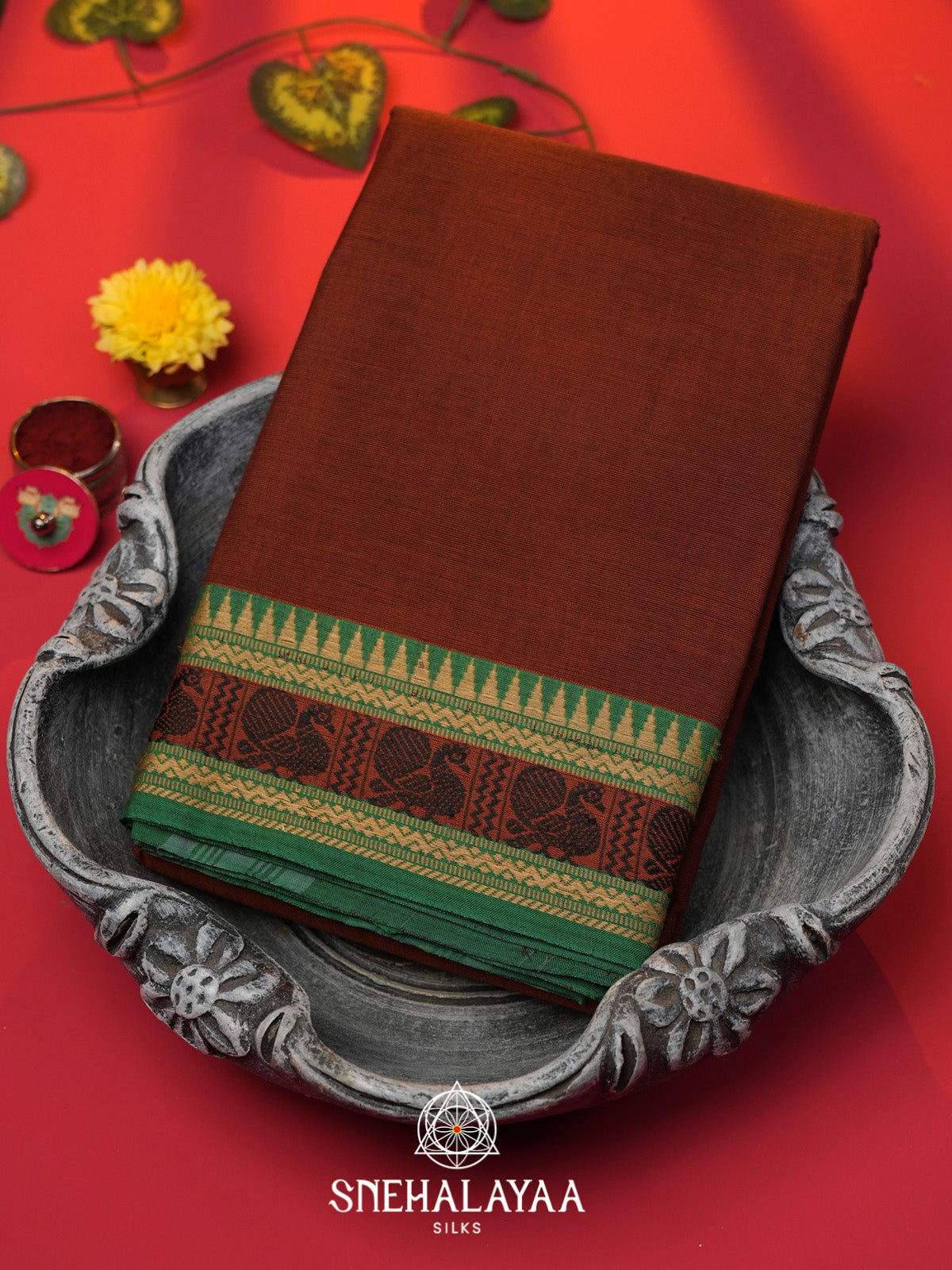 Maroon Chettinad Cotton Saree