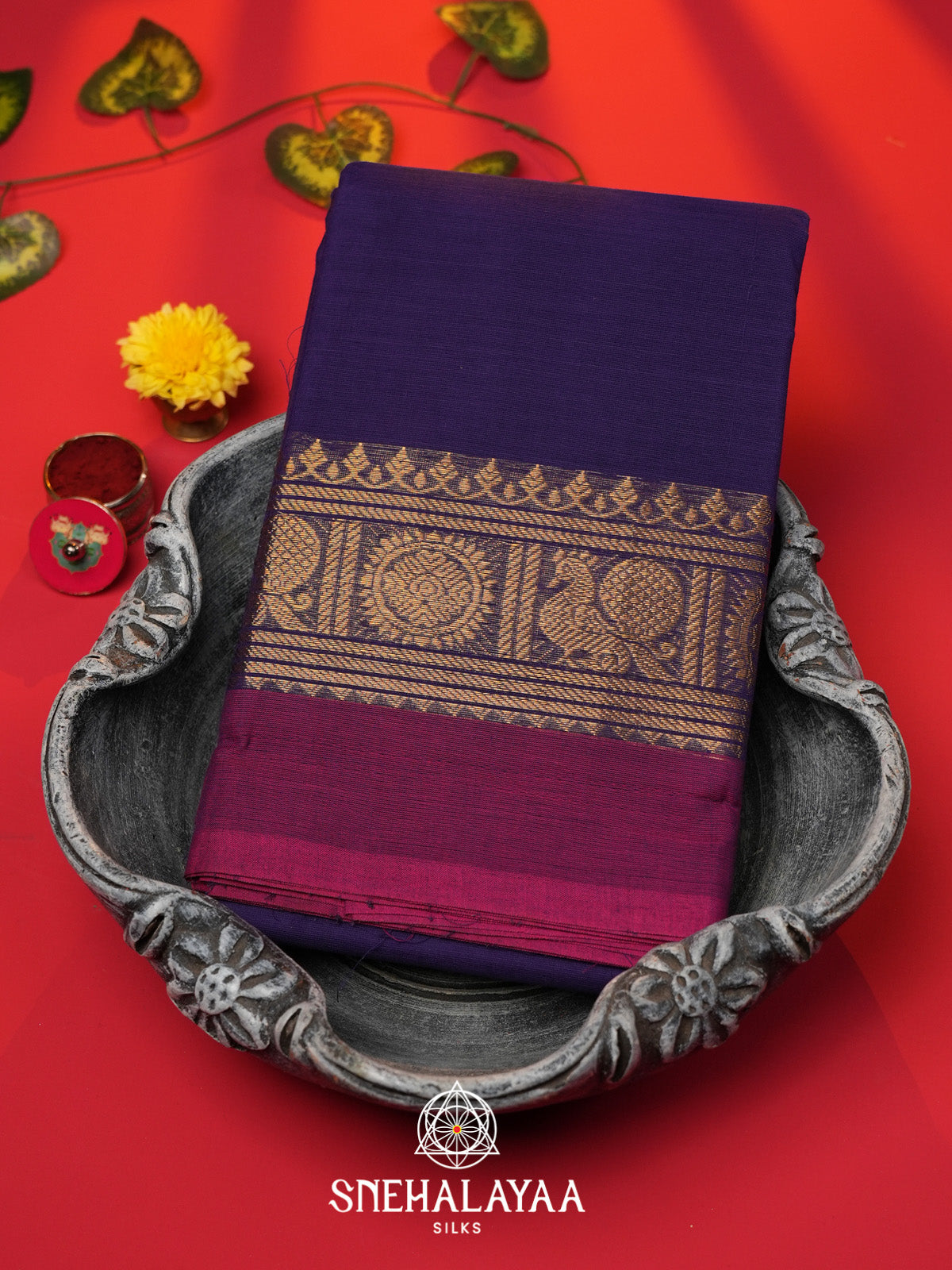 Purple Handloom Cotton Saree