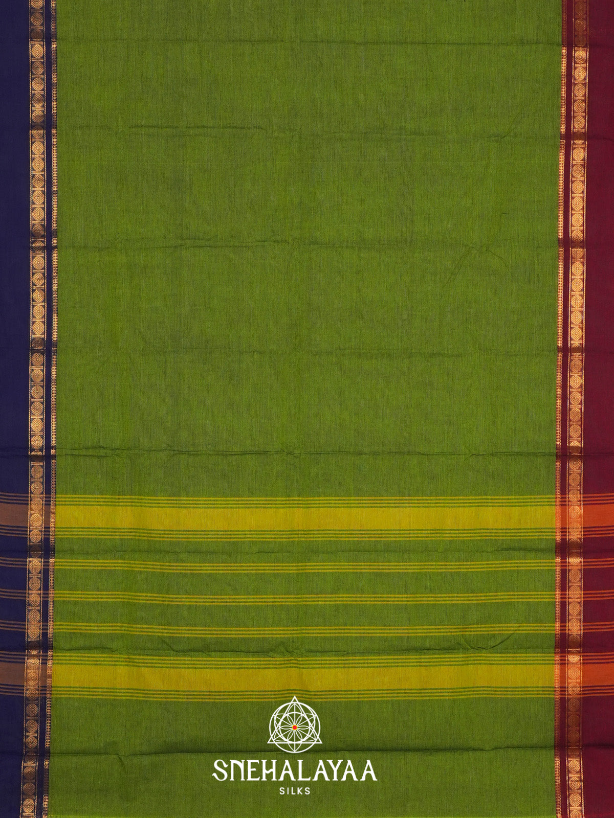 Parrot Green Handloom Cotton Saree
