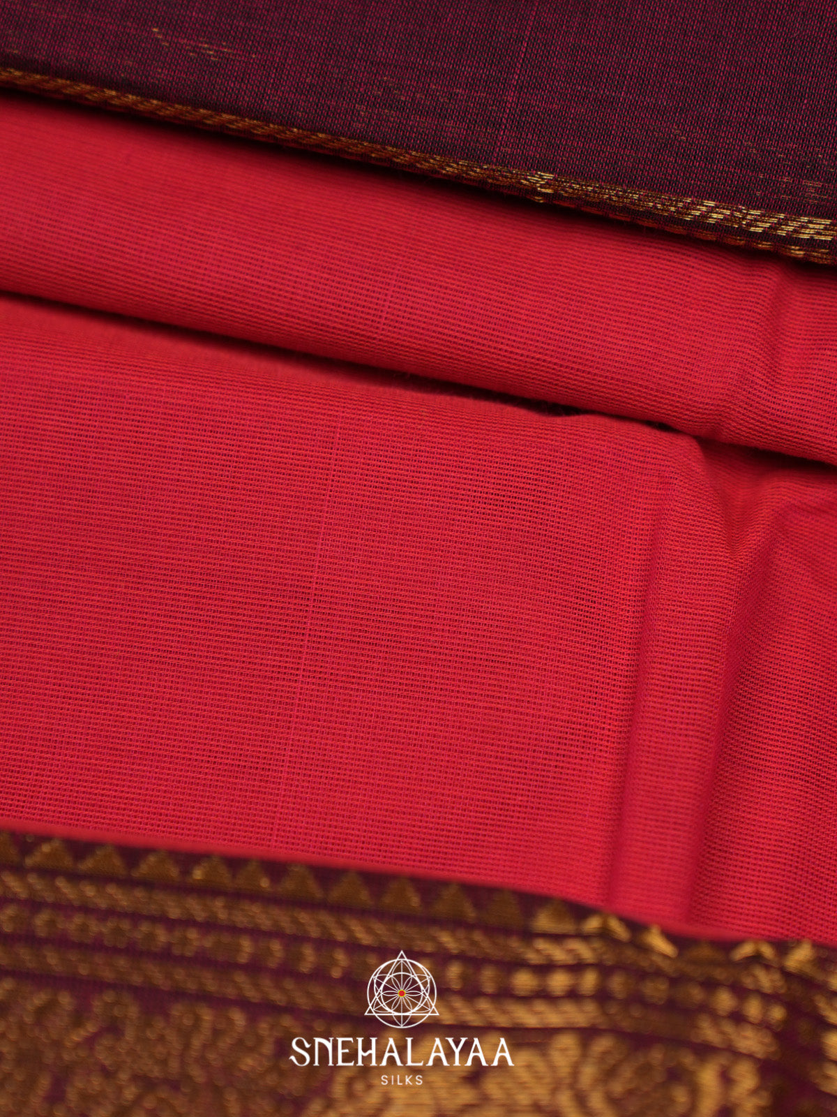 Ruby Red Handloom Cotton Saree