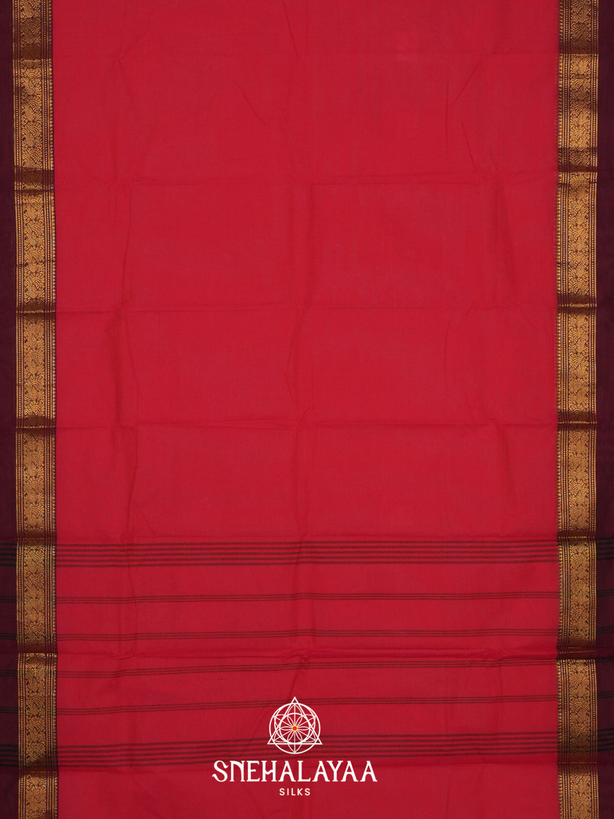 Ruby Red Handloom Cotton Saree