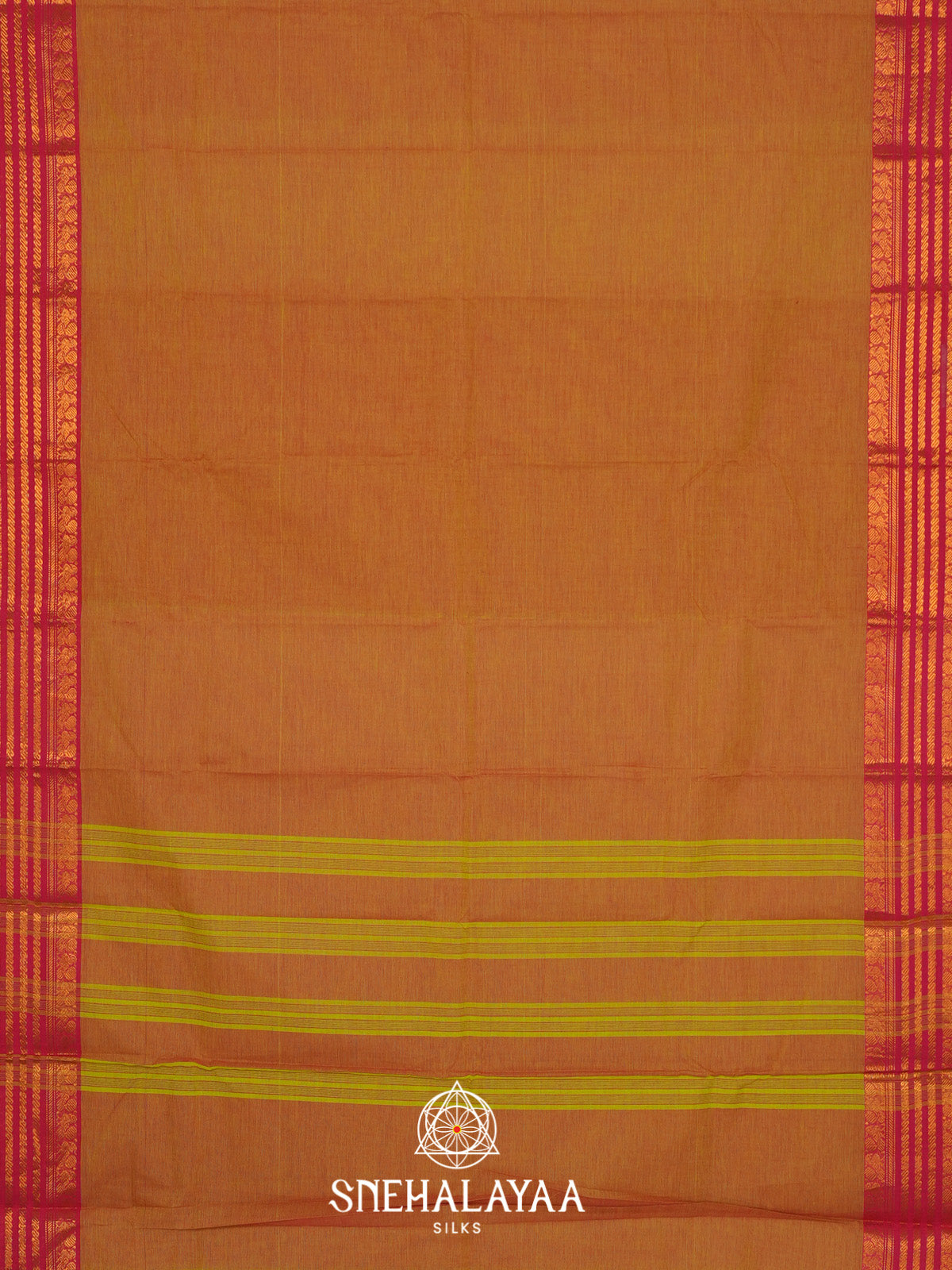Orange Handloom Cotton Saree