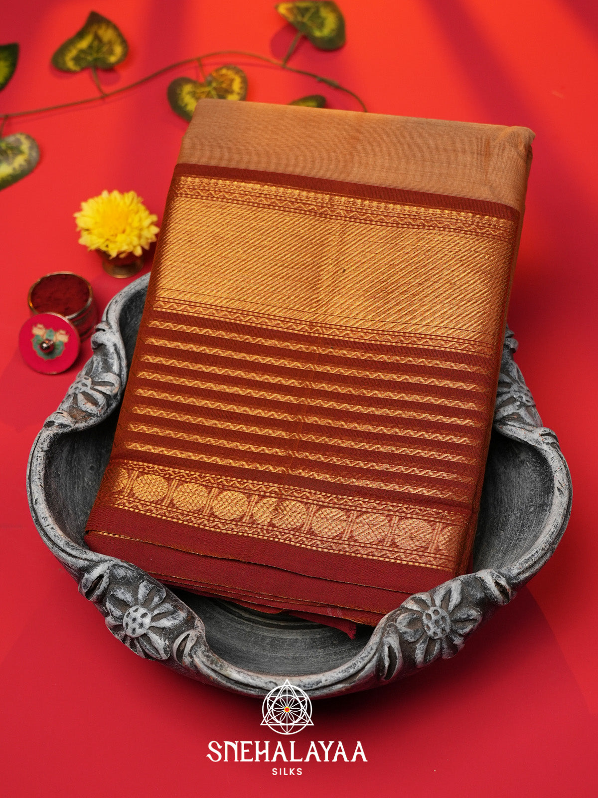 Sandal Handloom Cotton Saree