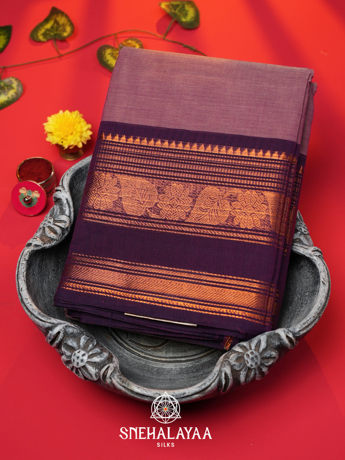 Mauve Pink Handloom Cotton Saree