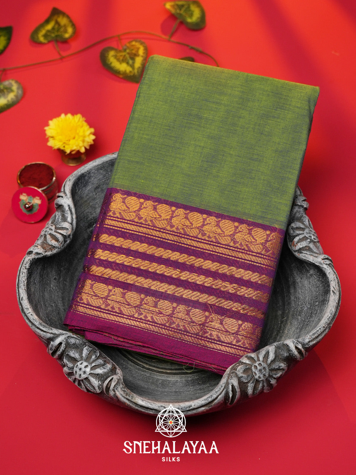 Green Handloom Cotton Saree