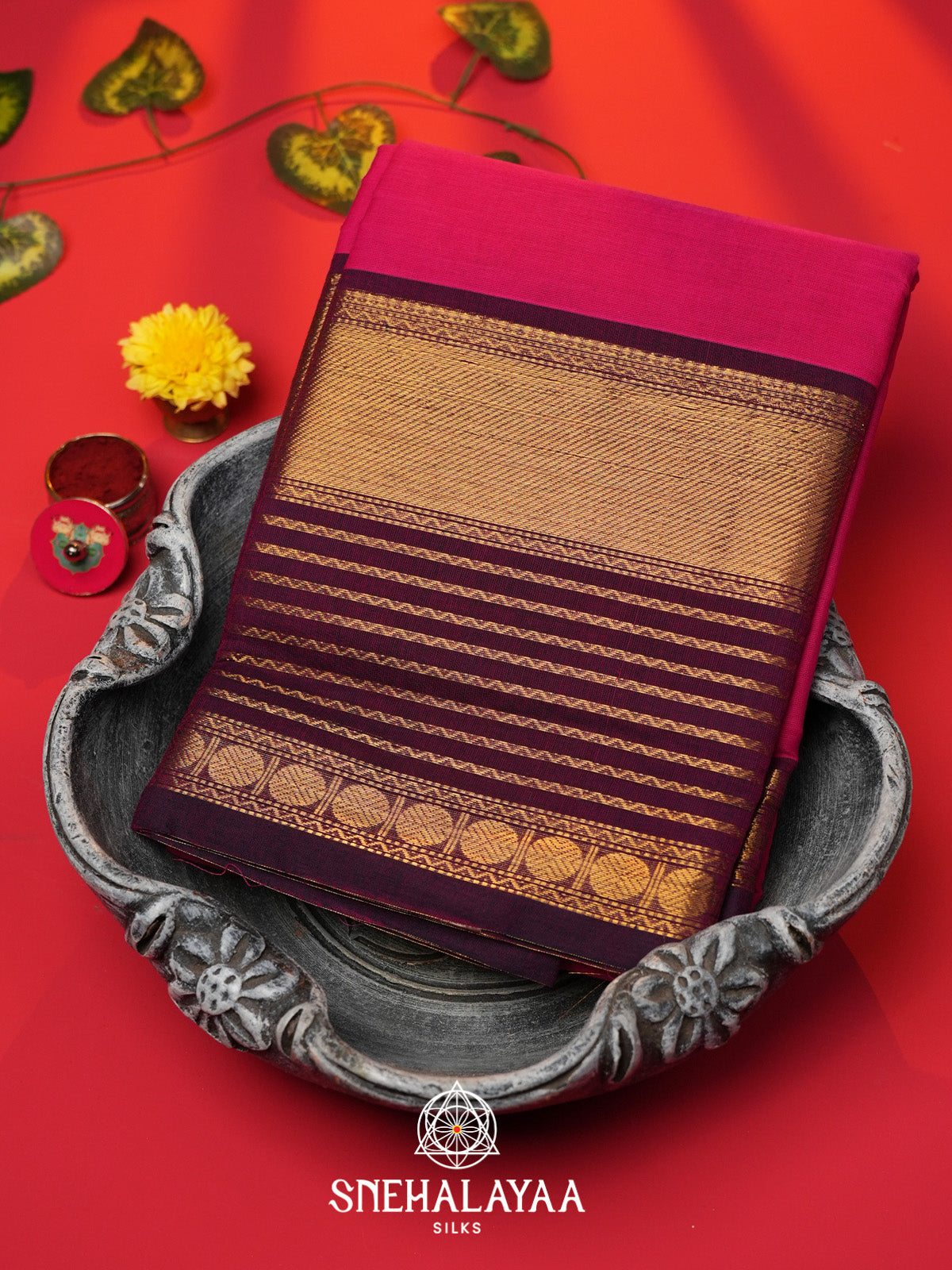 Pink Handloom Cotton Saree