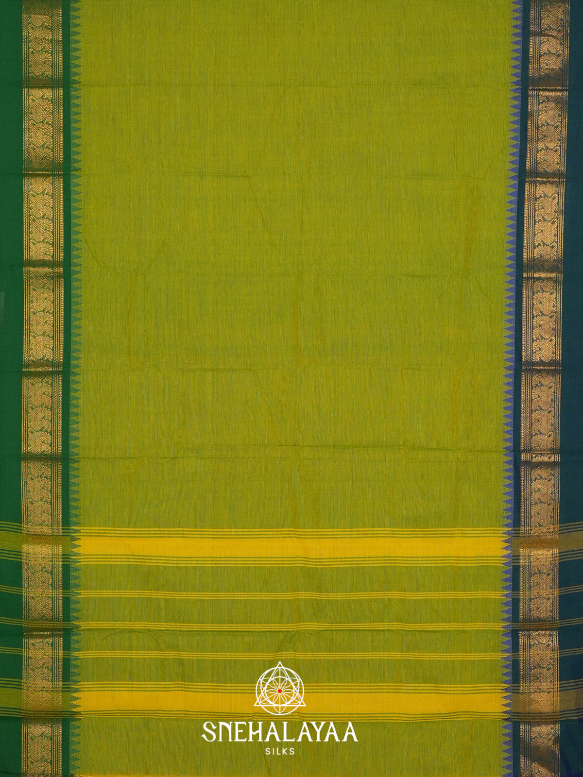 Chartreuse Green Handloom Cotton Saree