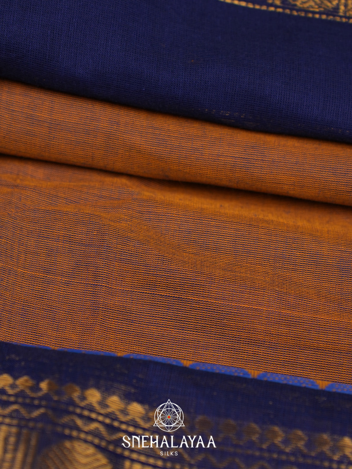 Brunt Orange Handloom Cotton Saree