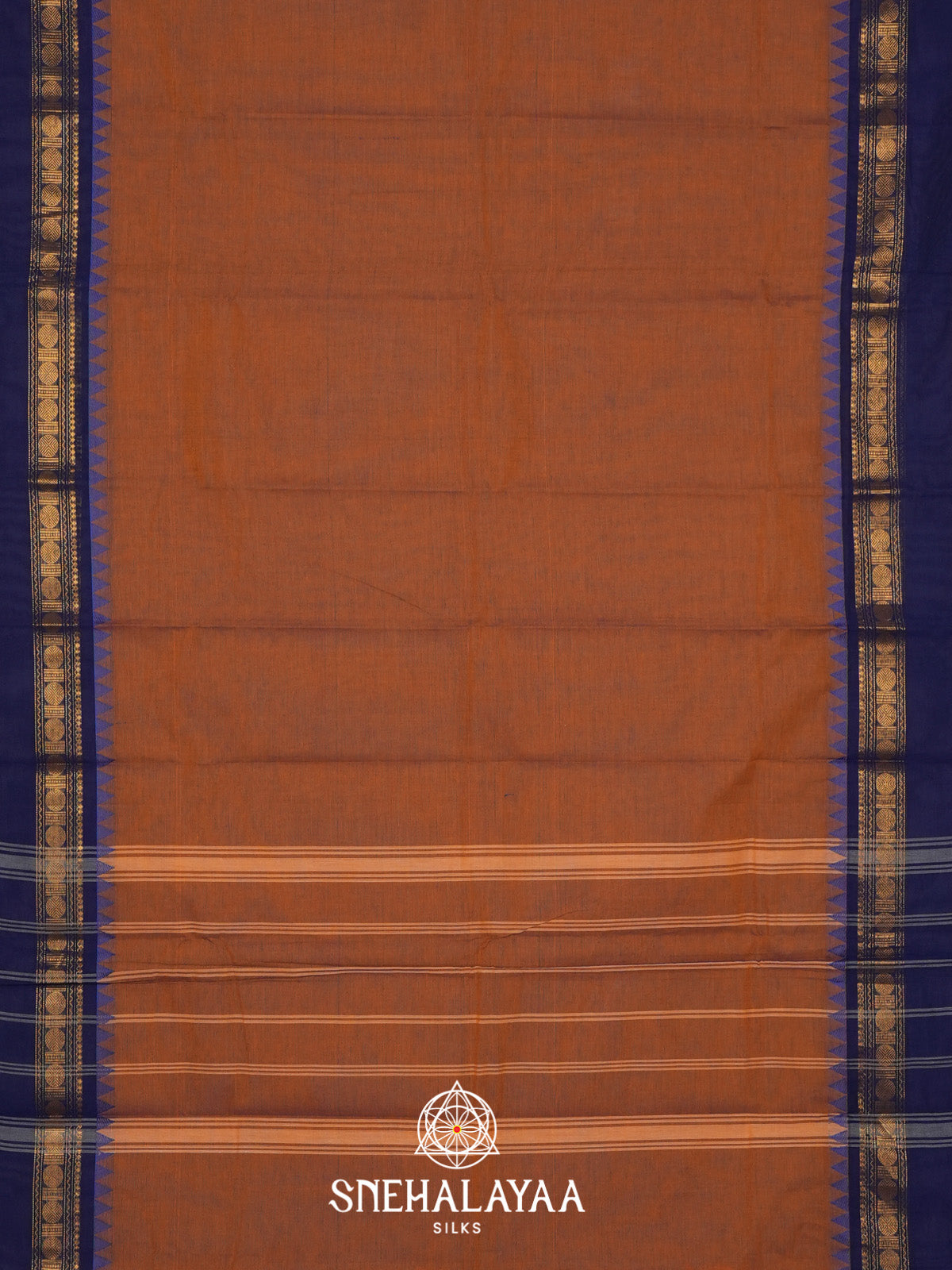 Brunt Orange Handloom Cotton Saree