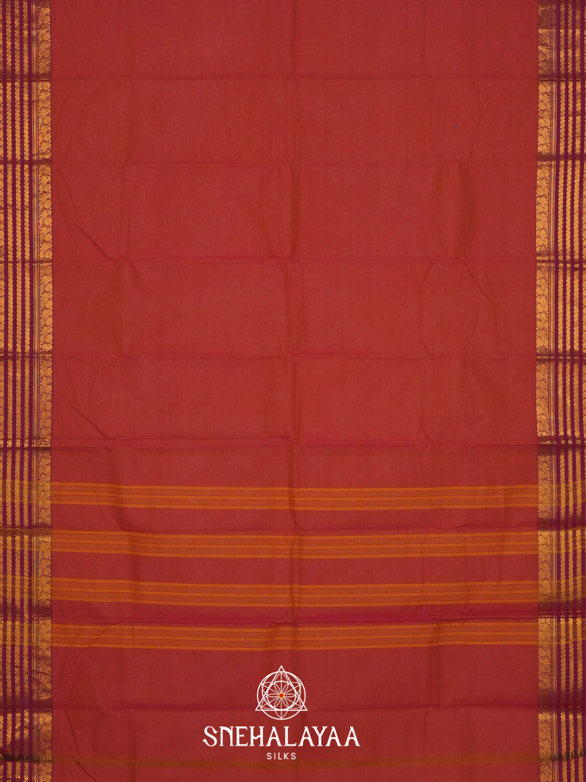Coral Orange Handloom Cotton Saree