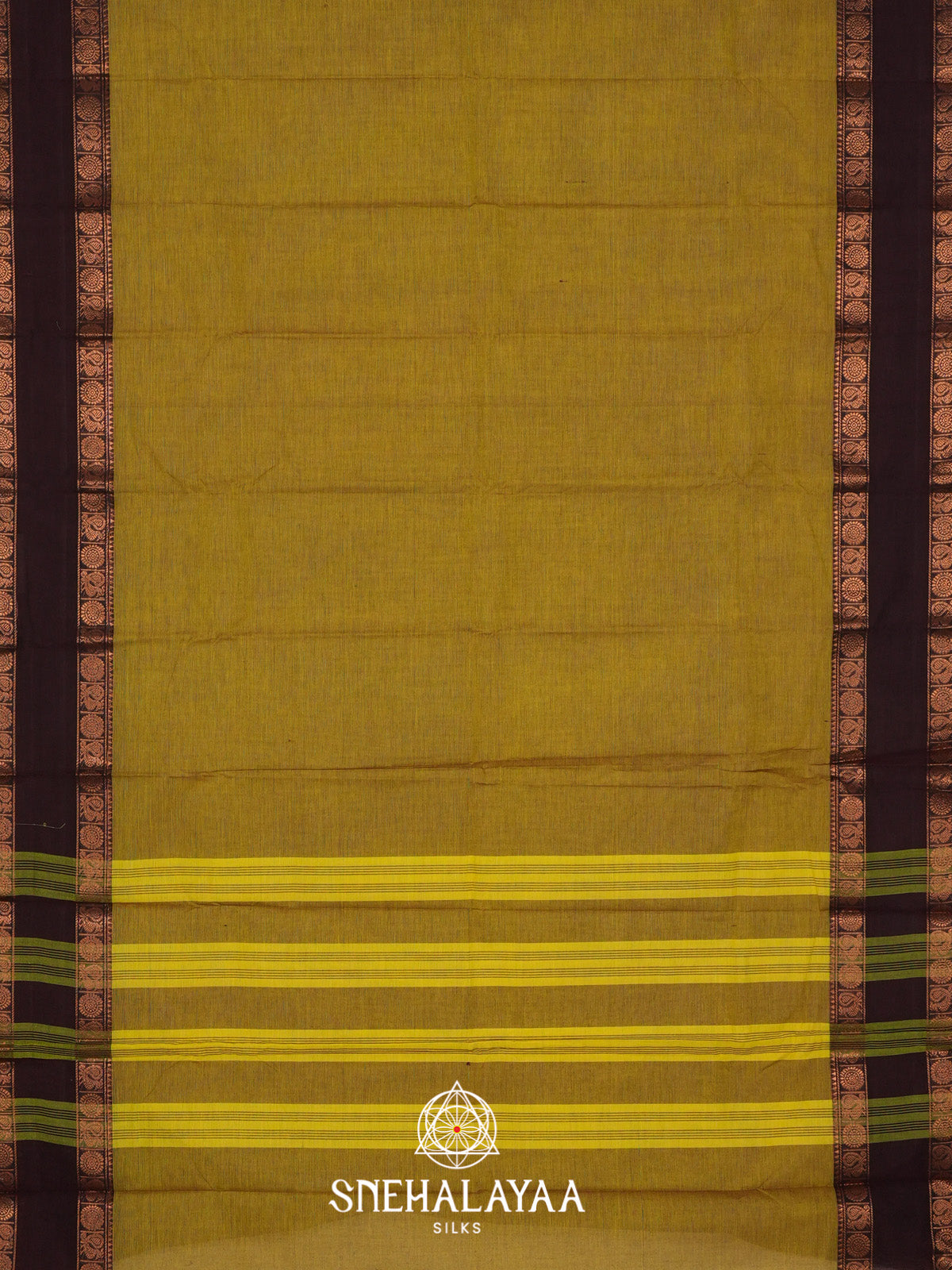 Olive Yellow Handloom Cotton Saree