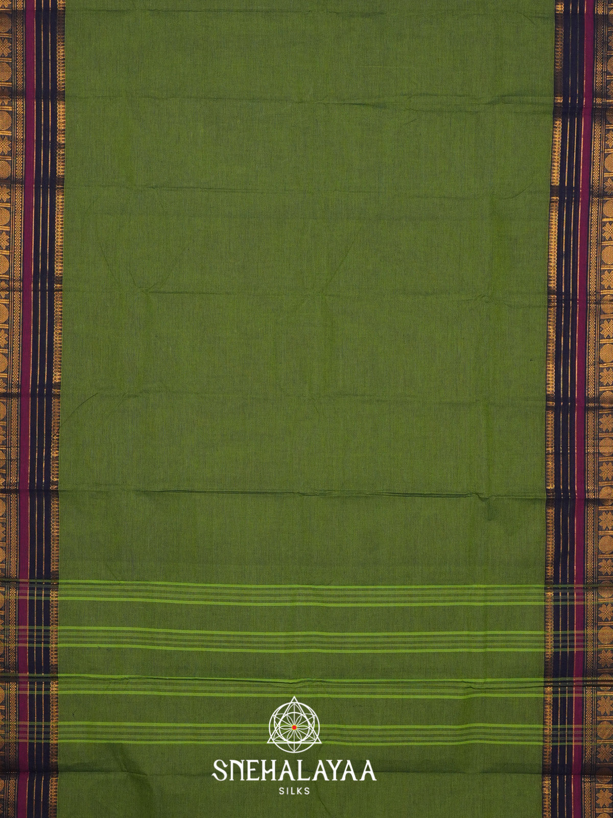 Parrot Green Handloom Cotton Saree
