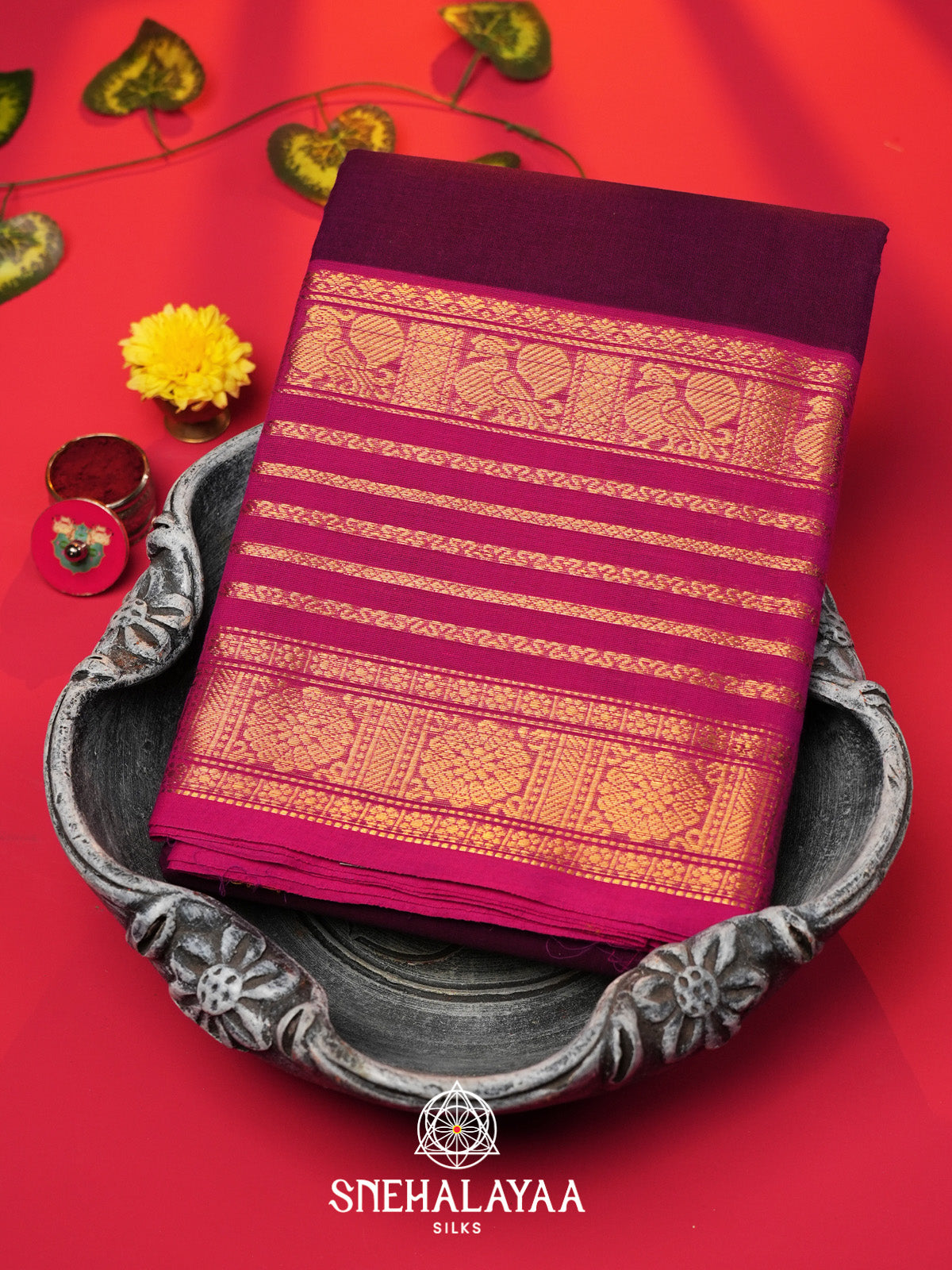 Magenta Handloom Cotton Saree