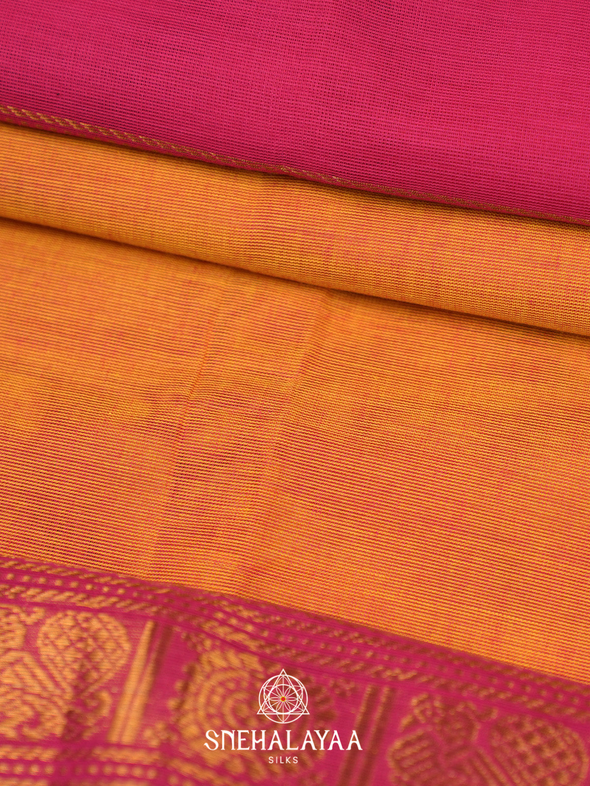 Orange Handloom Cotton Saree