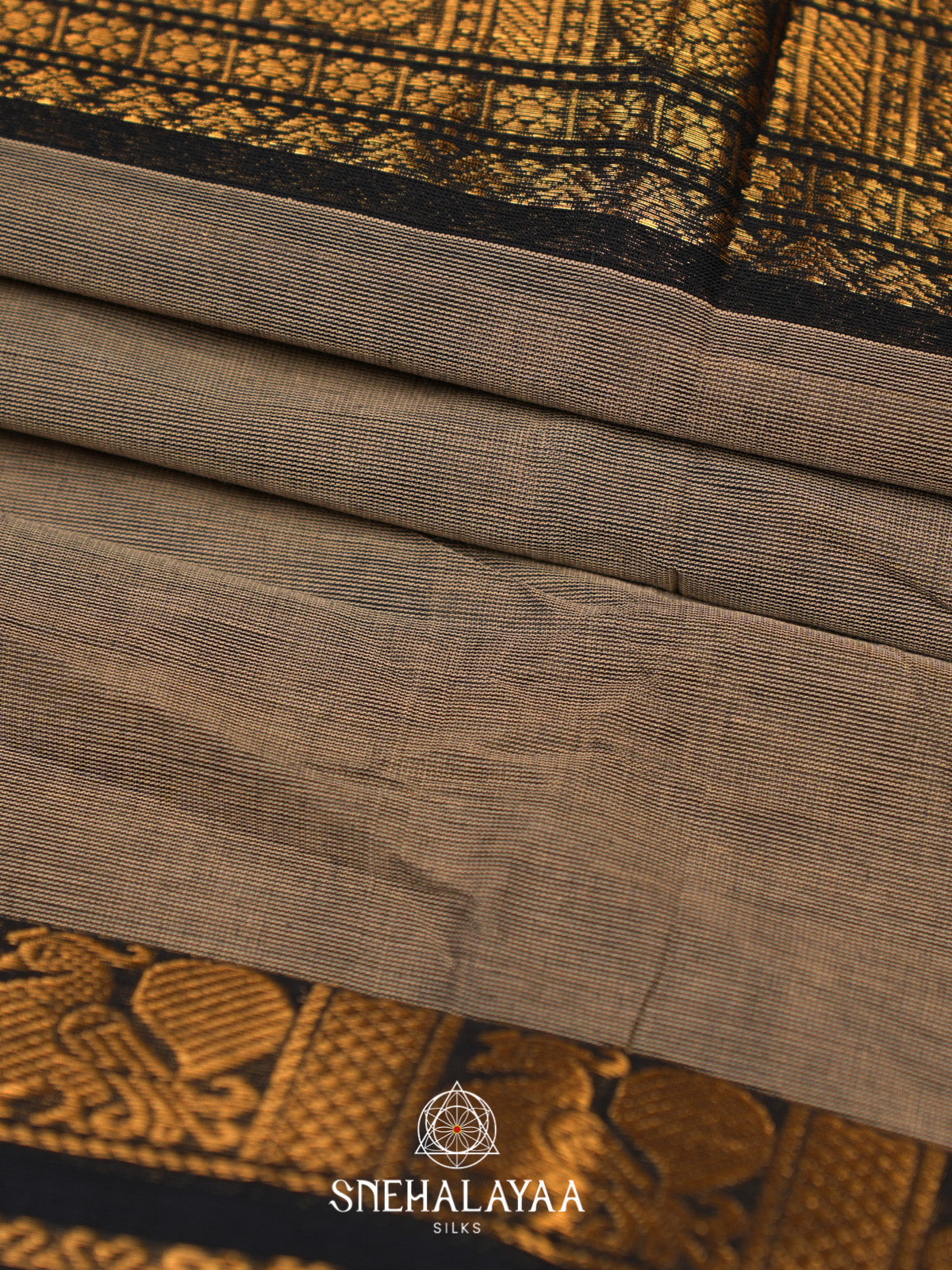 Khaki Brown Handloom Cotton Saree