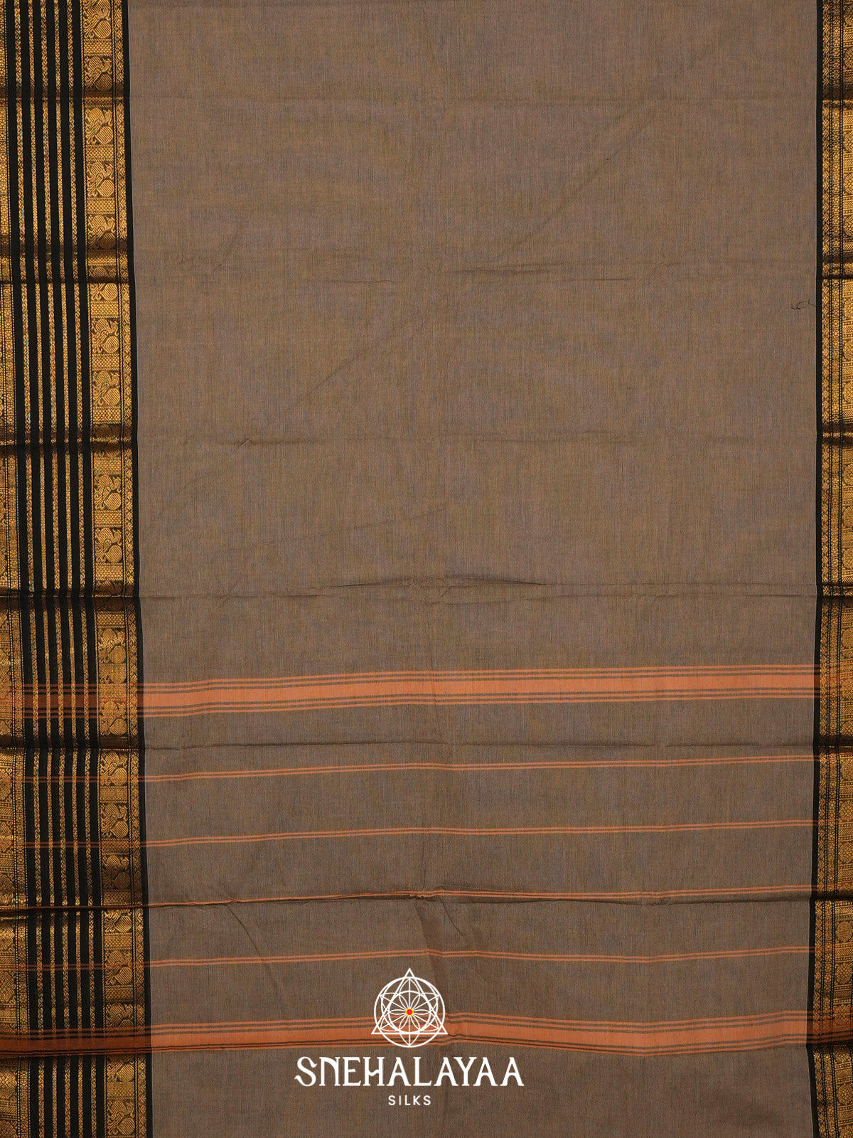 Khaki Brown Handloom Cotton Saree