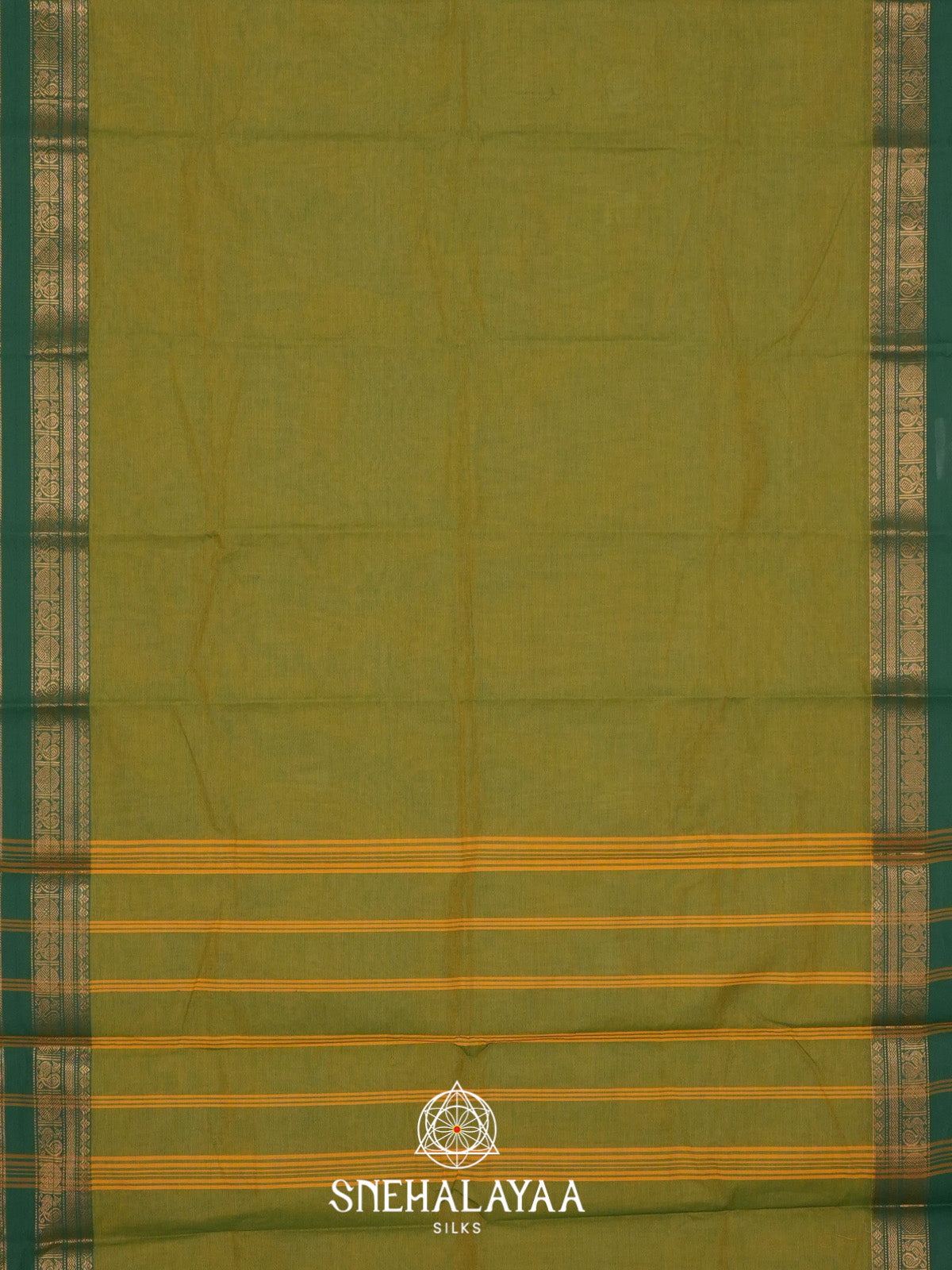 Mehandi Green Handloom Cotton Saree