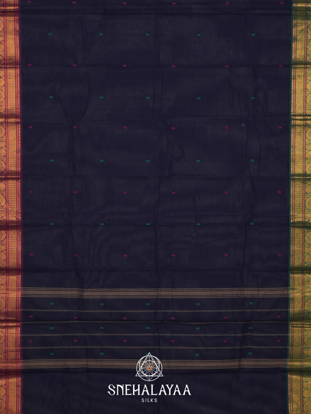 Midnight Blue Handloom Cotton Saree