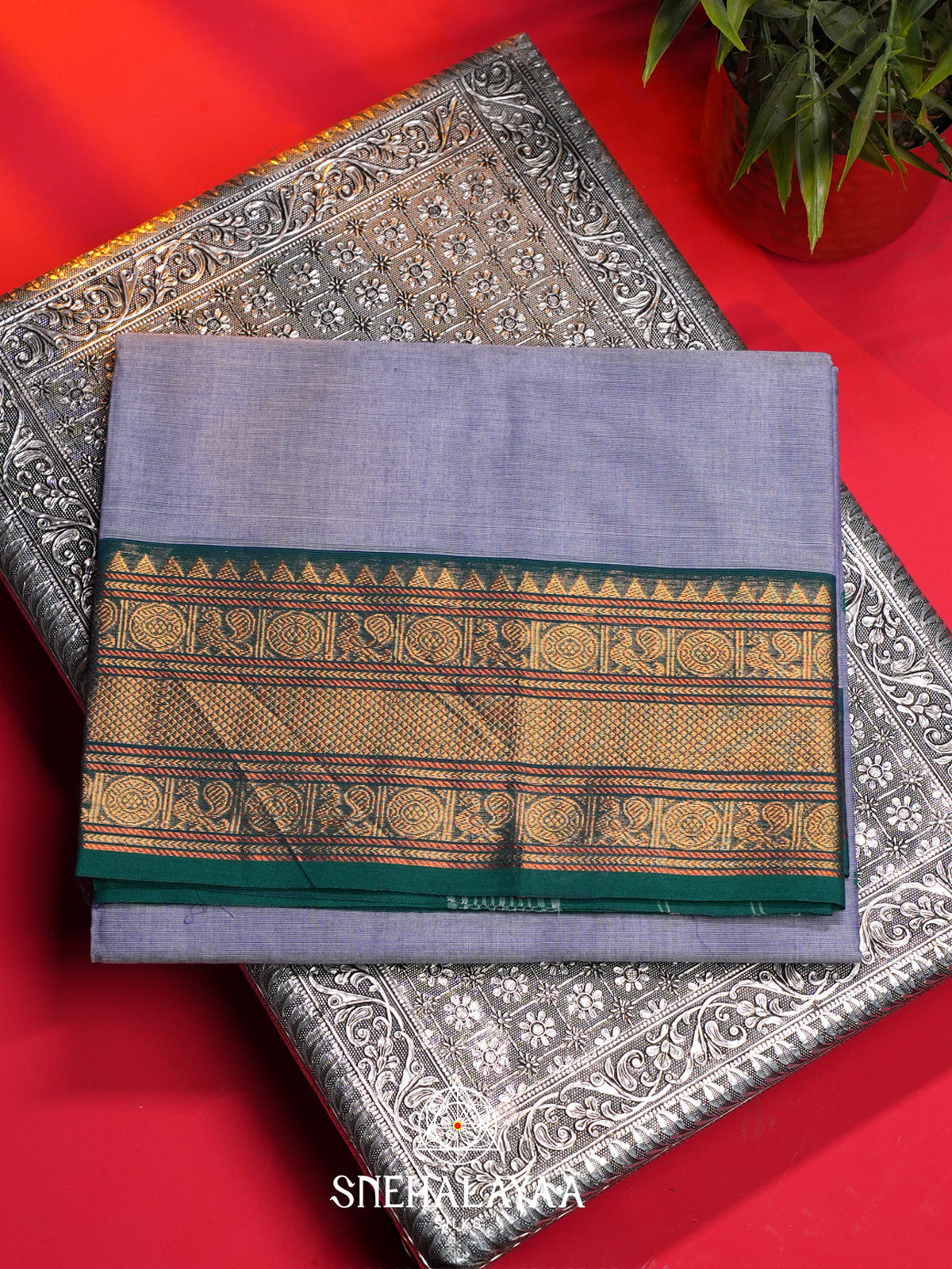 Soft Lilac Handloom Cotton Saree