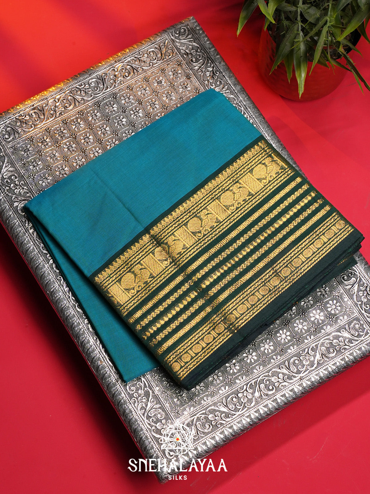 Aqua Blue Handloom Cotton Saree