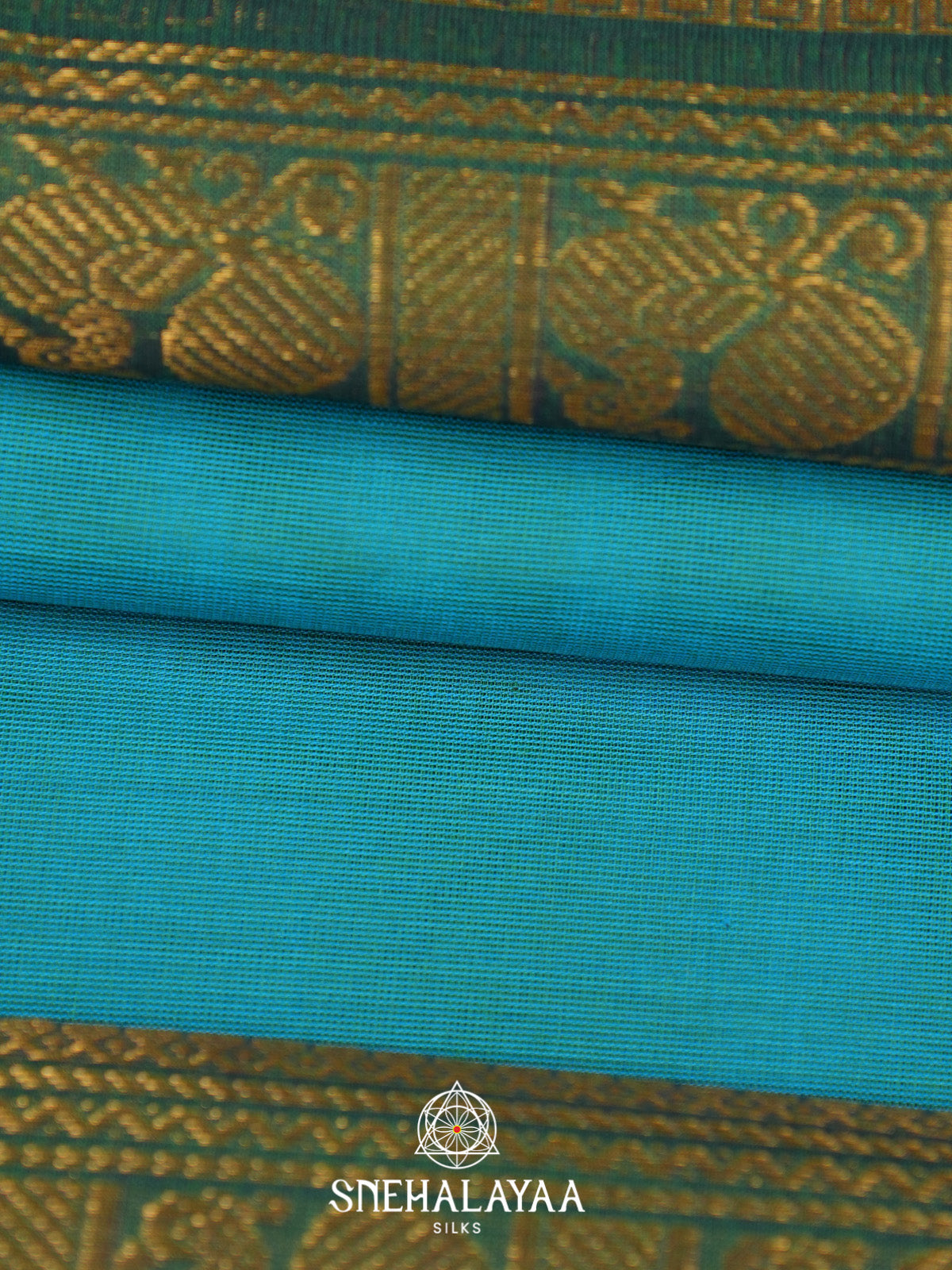 Aqua Blue Handloom Cotton Saree