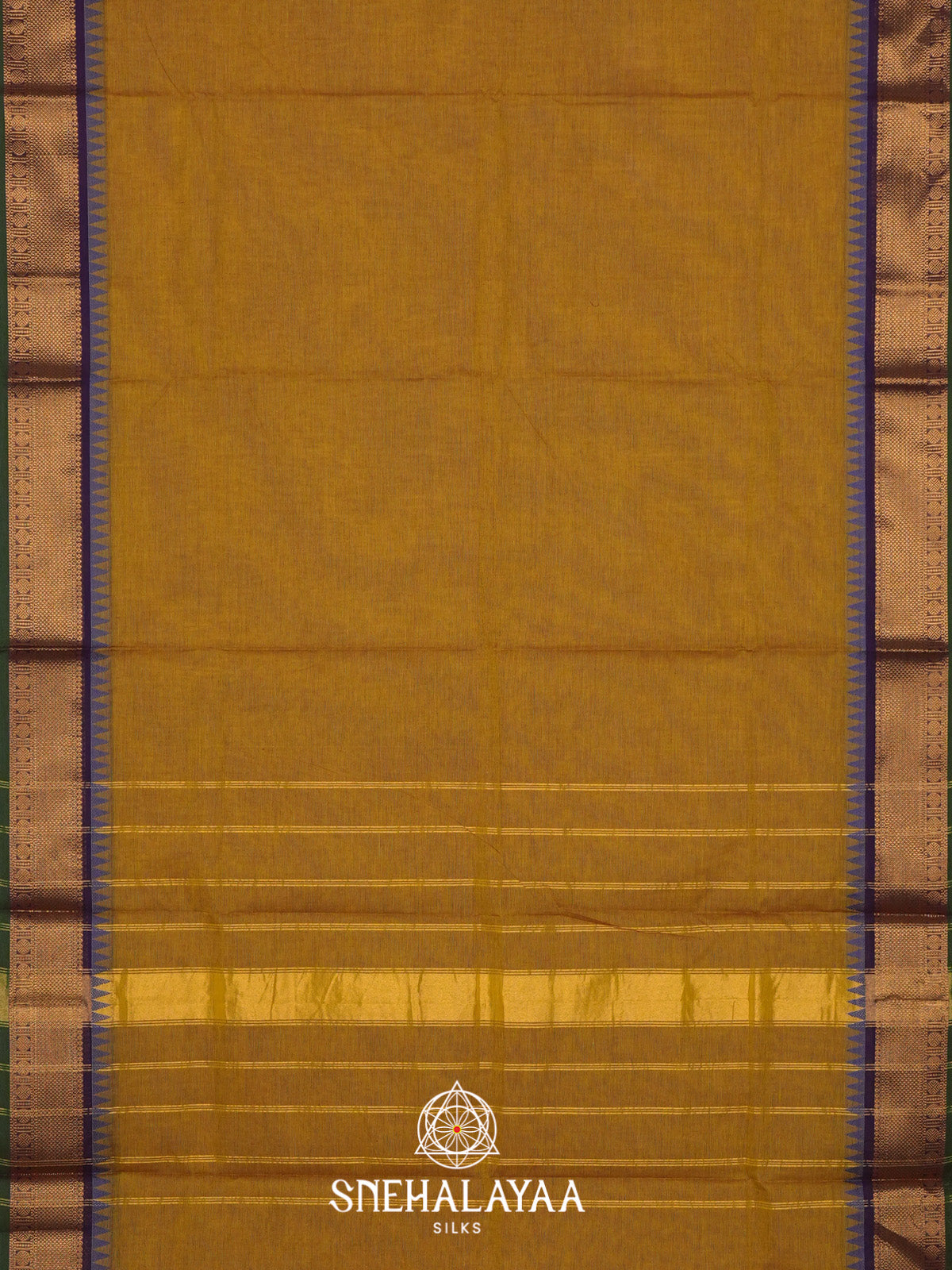 Olive Yellow Handloom Cotton Saree