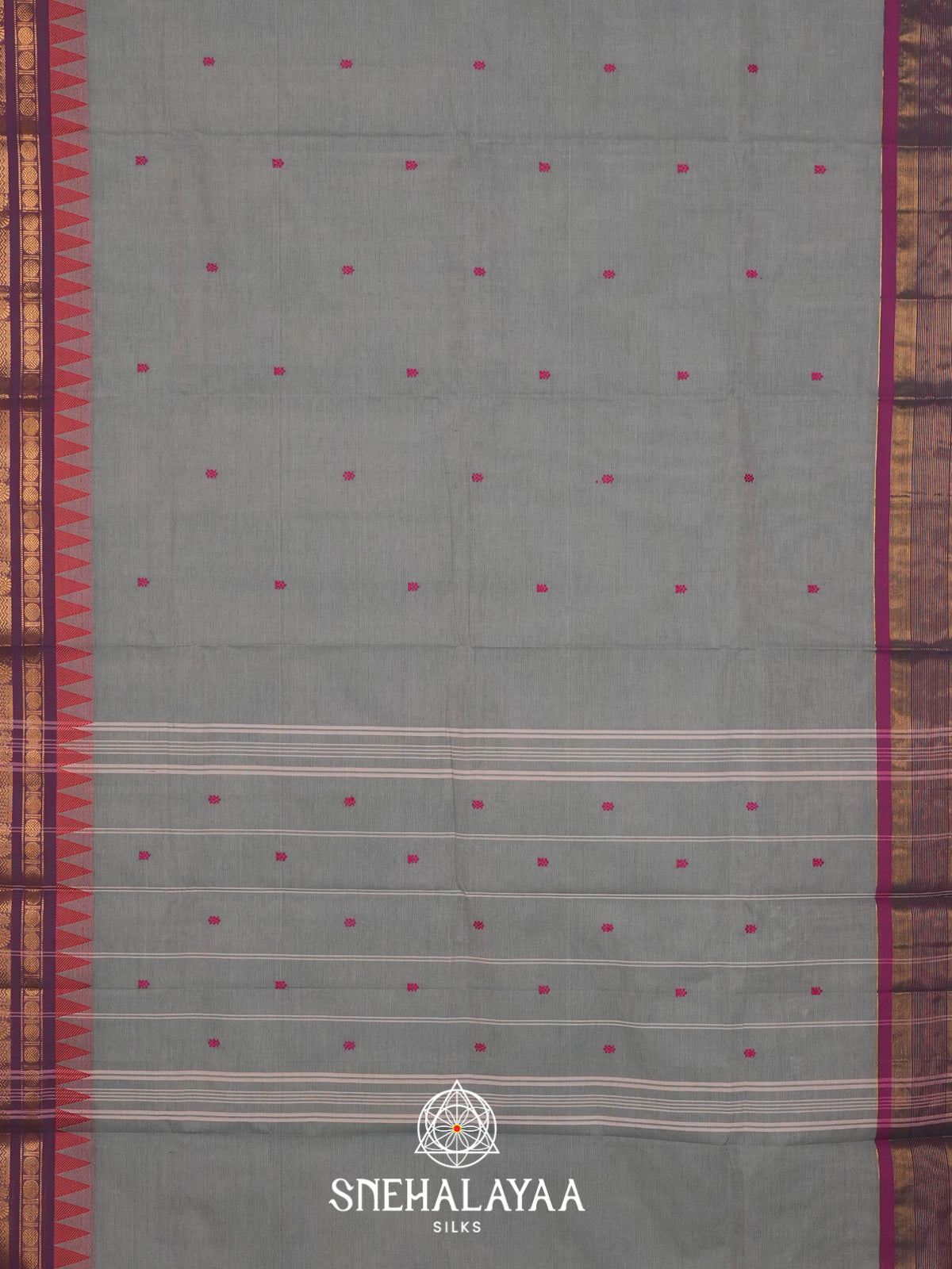 Grey Handloom Cotton Saree