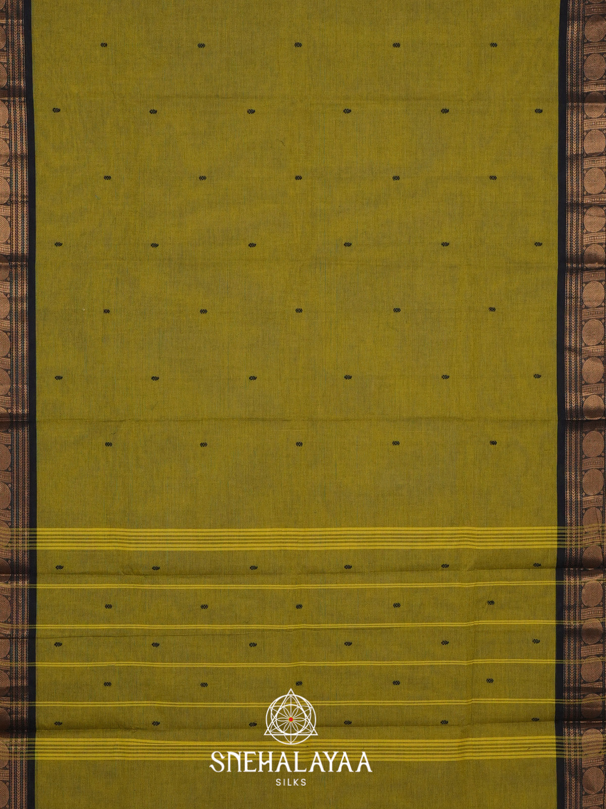 Mehandi Green Handloom Cotton Saree
