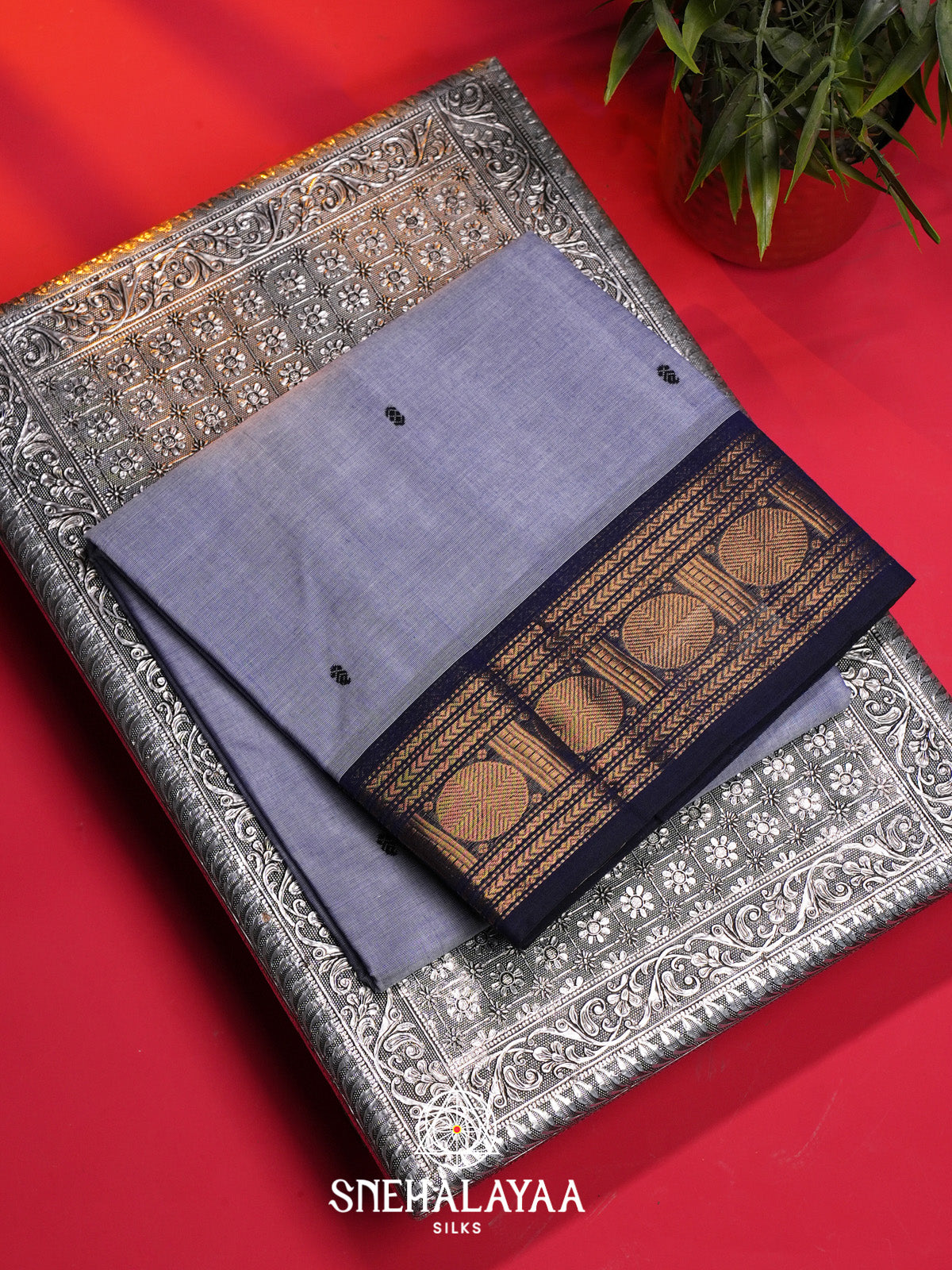 Soft Lilac Handloom Cotton Saree
