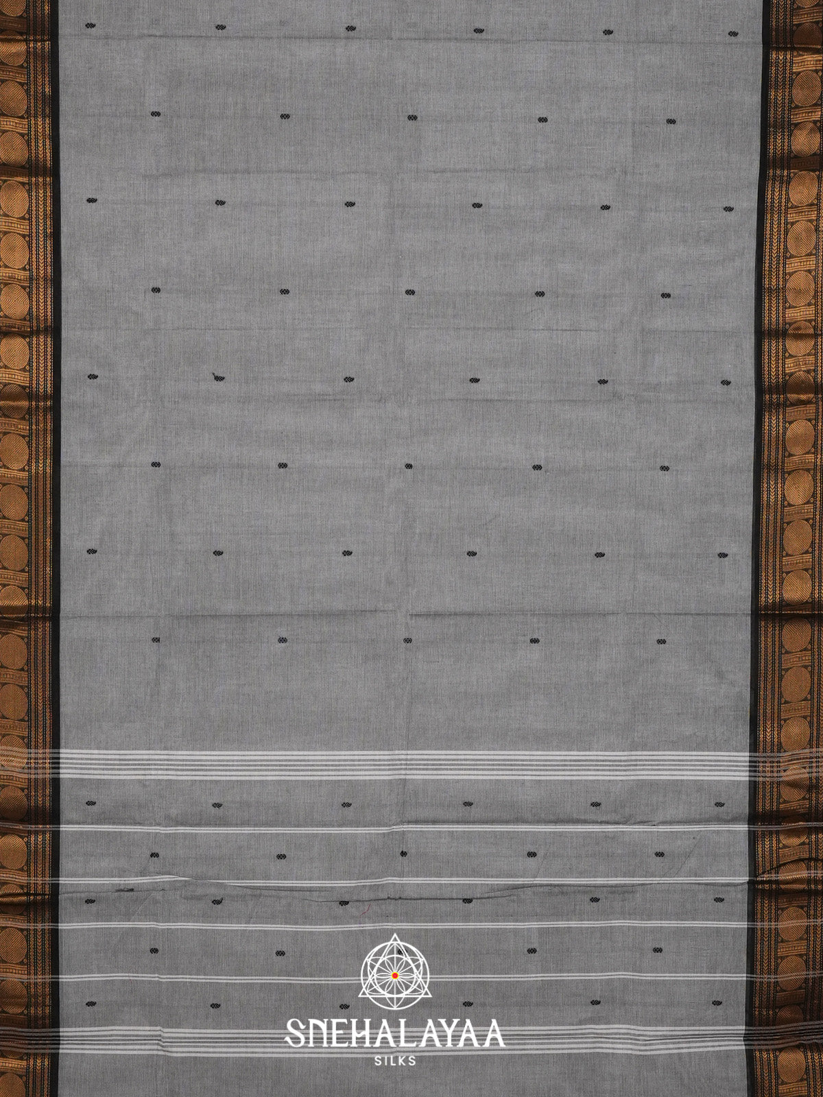 Grey Handloom Cotton Saree