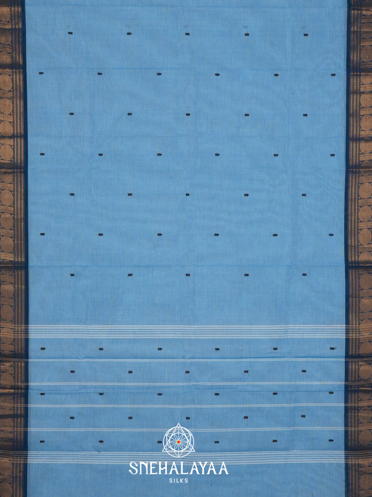 Aqua Blue Handloom Cotton Saree