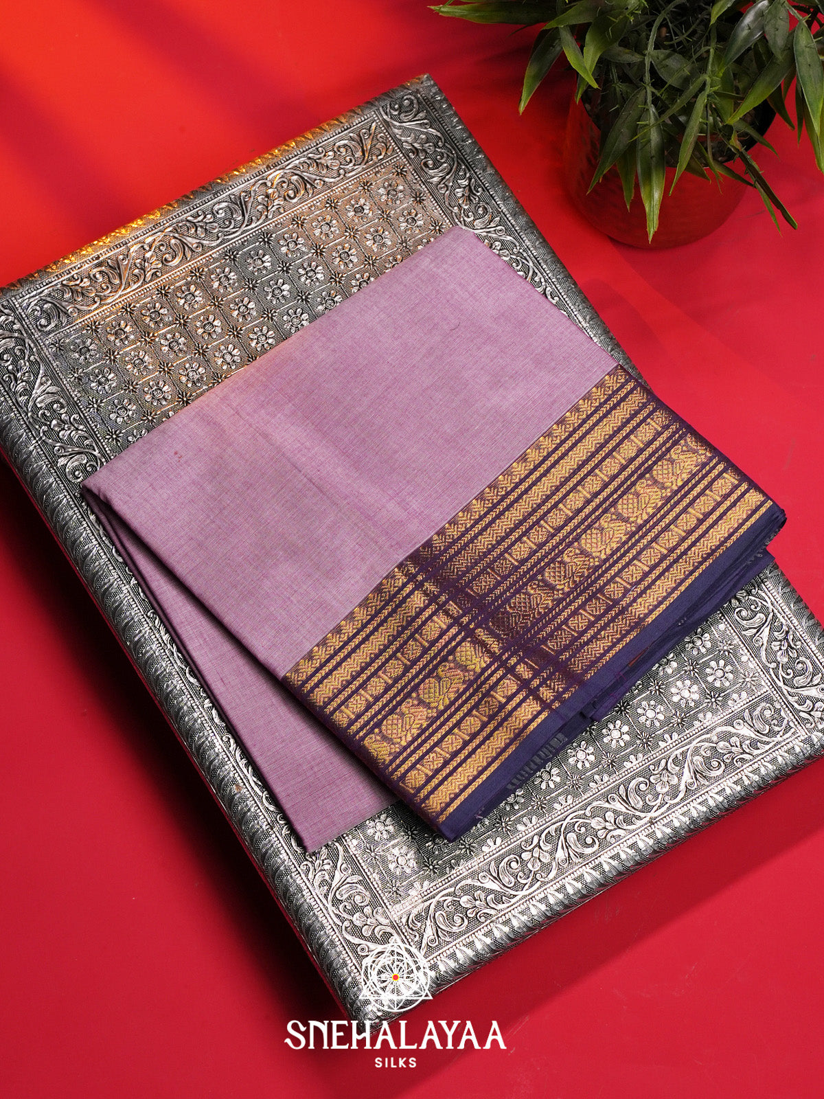 Lavender Handloom Cotton Saree
